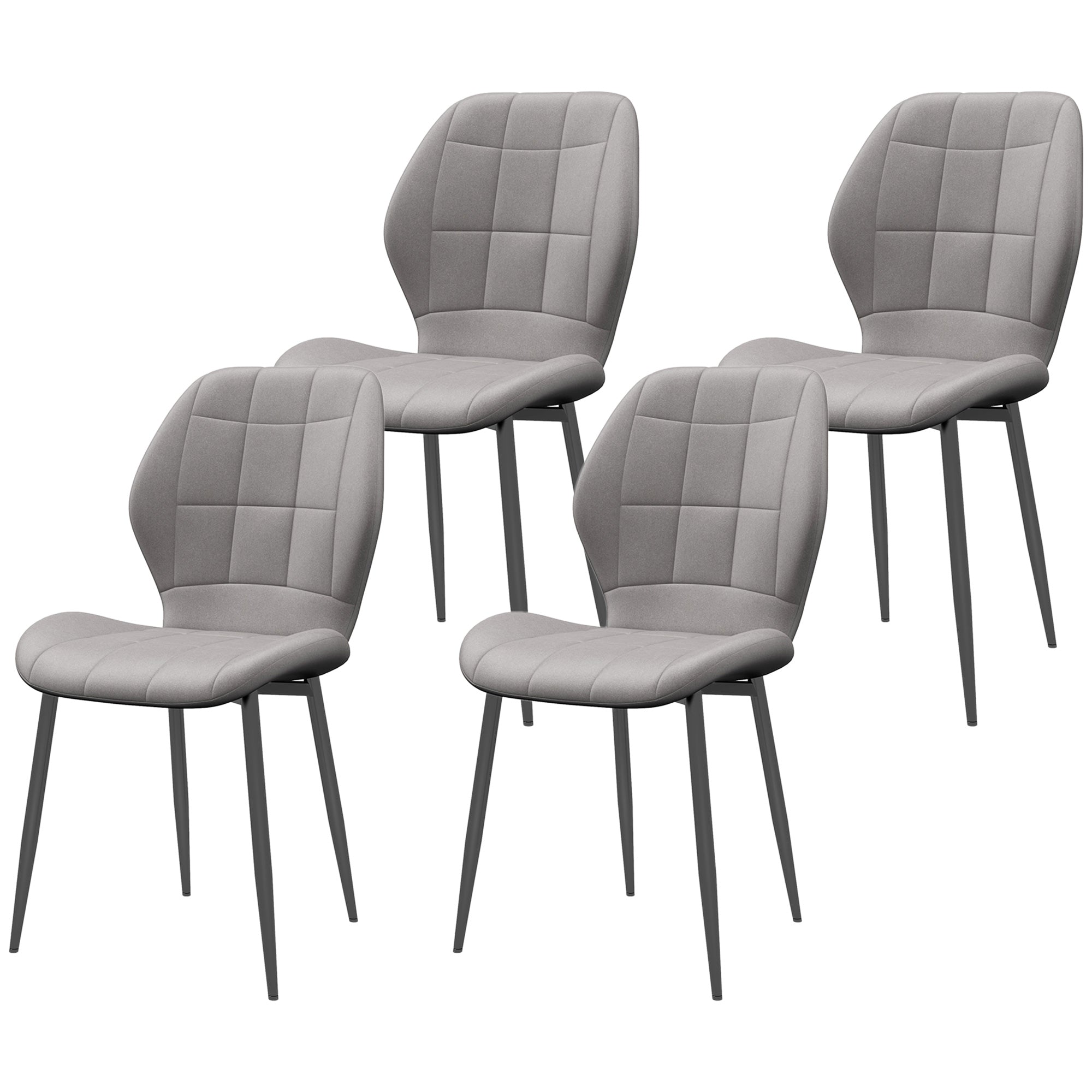 HOMCOM Set of Four Flannel Relaxed Tub Dining Chairs - Light Blue