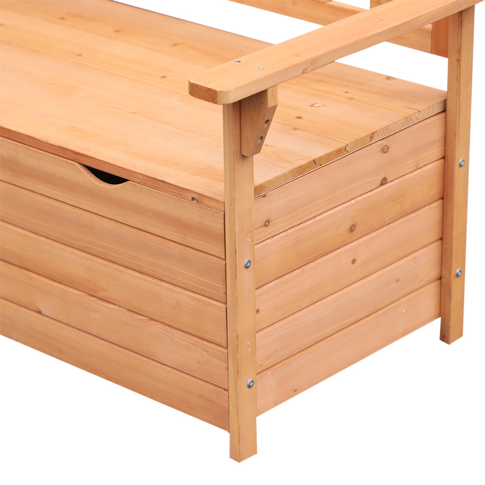 Outsunny Outdoor 2 Seater Garden Wooden Storage Bench Box Patio Seating Furniture Chair 112L x 84H x 58W cm - North Peak Garden Furniture