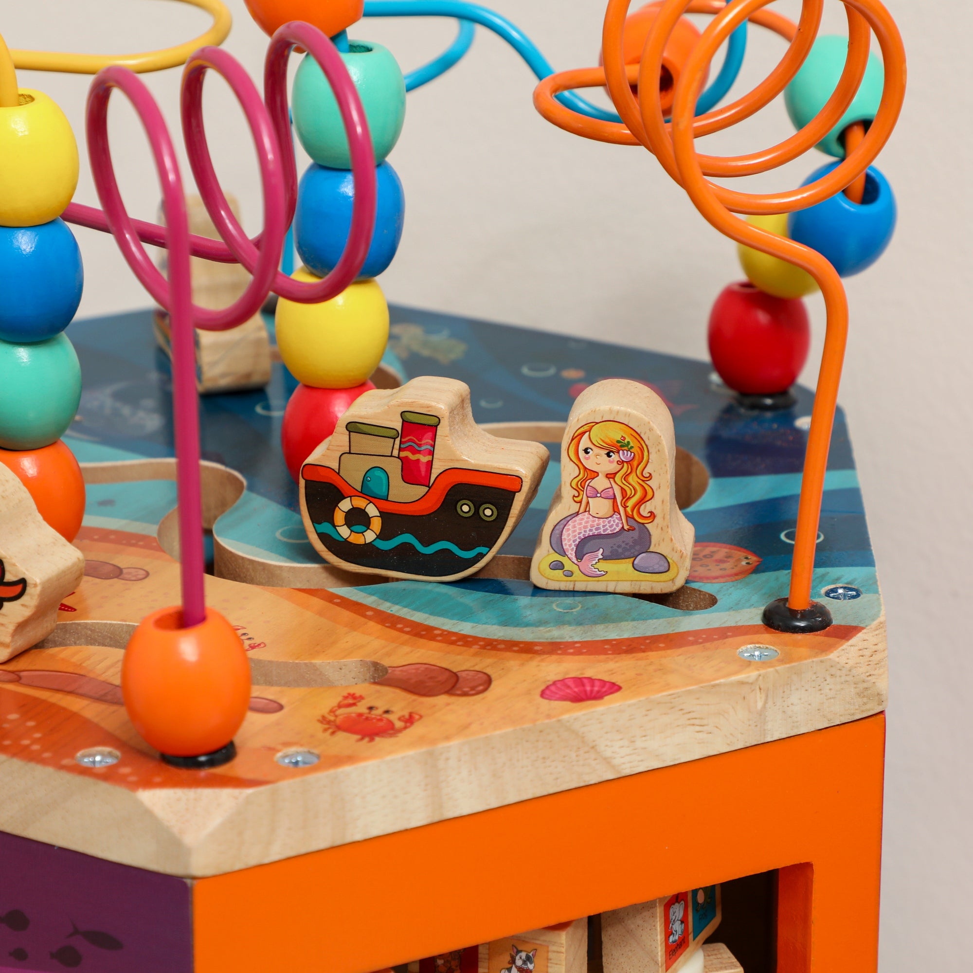 AIYAPLAY Wooden Activity Cube, Baby Toys with Bead Maze, Pattern Sorter for Toddlers Boys and Girls 18+ Months