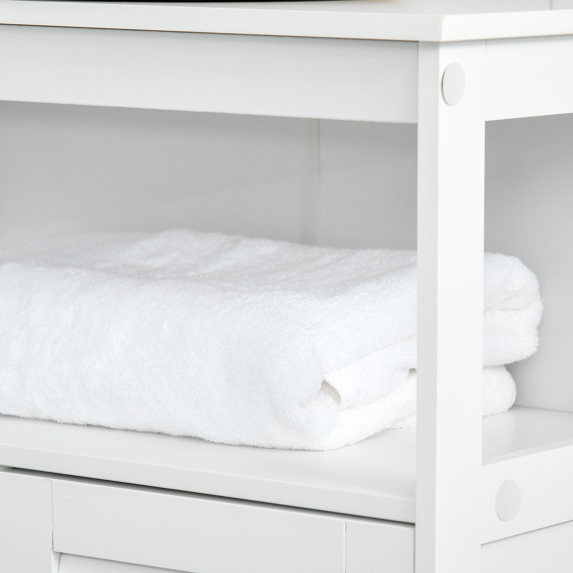 kleankin Bathroom Storage Unit Cabinet with Open Storage Shelf, Freestanding Floor Cabinet Organizer with 2 Doors for Living Room Kitchen Entryway, White - North Peak Garden Furniture
