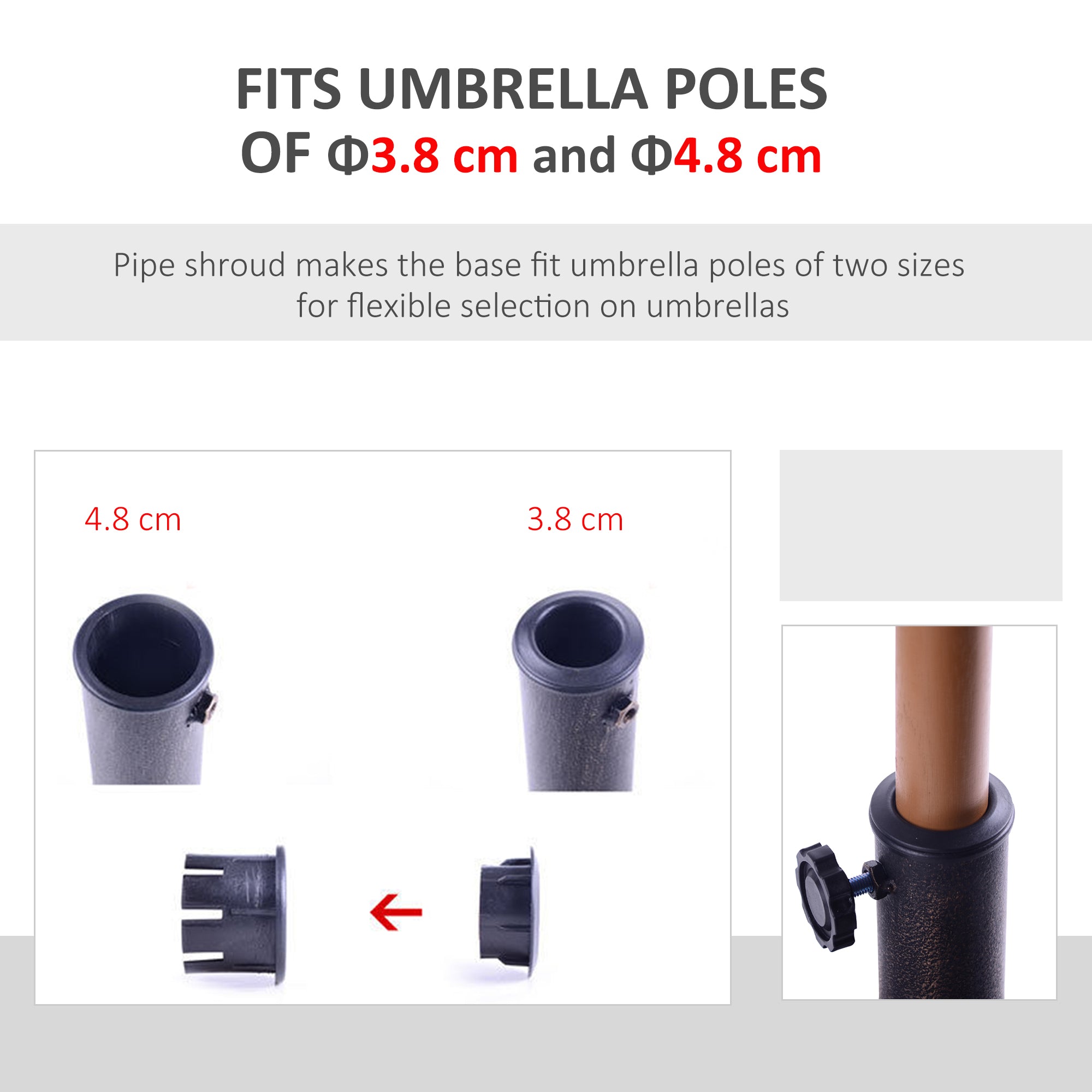 Outsunny 13kg Resin Umbrella Stand Holder, Garden Parasol Base for 38mm or 48mm Outdoor Umbrella Poles, Bronze Tone - North Peak Garden Furniture
