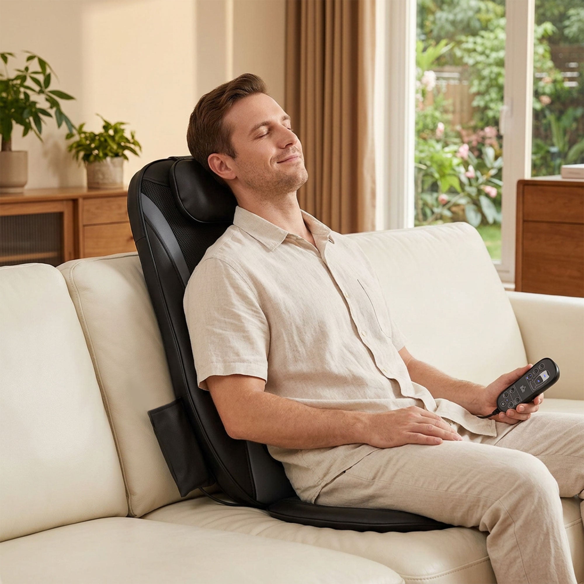 HOMCOM Back Massager with Heat, Deep Tissue Kneading Massage Chair with 3-Level Seat Vibration, Massage Chair Pad for Back Pain