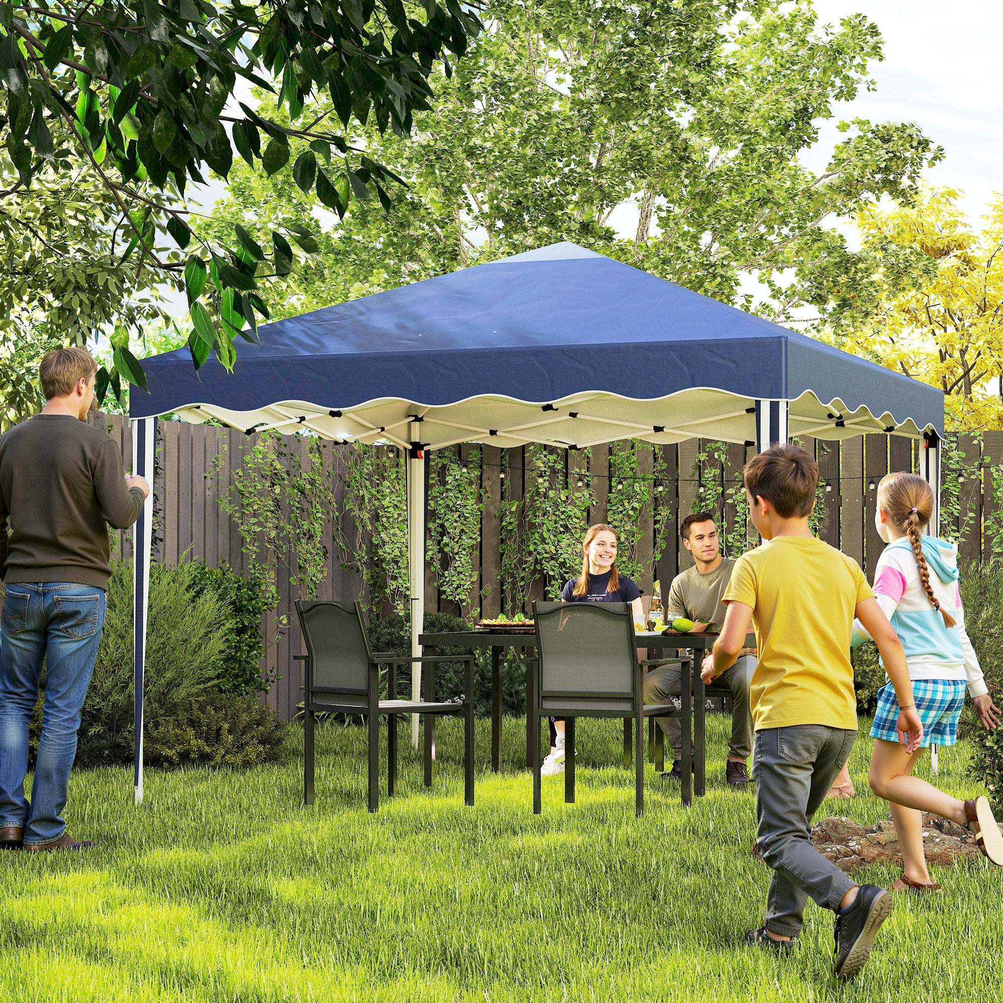 Outsunny 3 x 3cm Adjustable Height Pop-Up Gazebo, with Bag - Blue - North Peak Garden Furniture