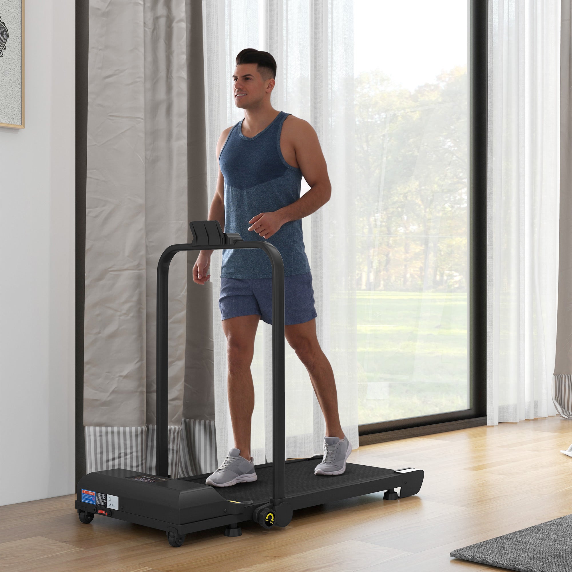 HOMCOM 2.5HP Walking Pad Treadmill, Folding Under Desk Treadmill, Walking Machine, 1-10km/h, with Remote Control - North Peak Garden Furniture