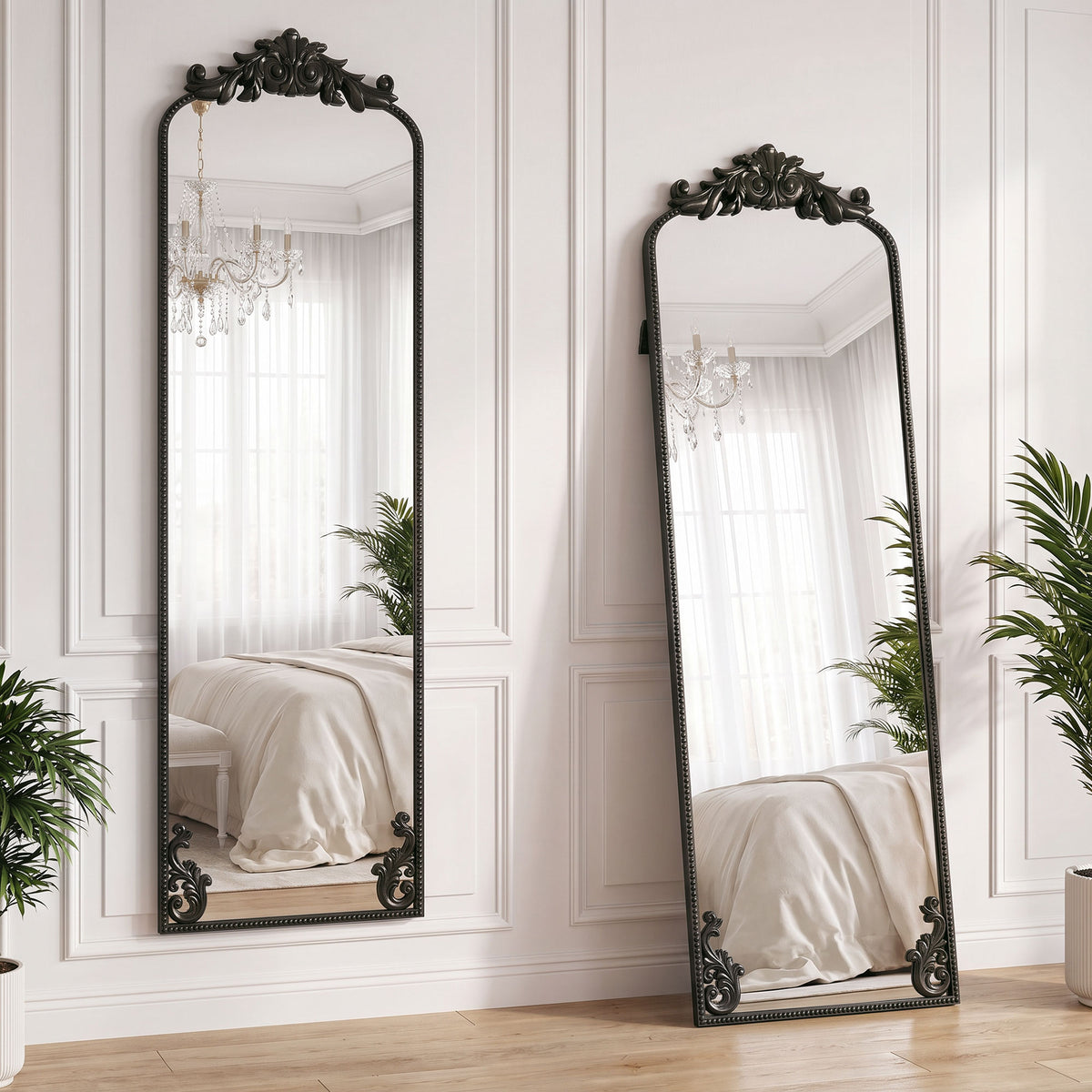 HOMCOM Floor Mirror, 50 x 160 cm Full Length Mirror with Baroque Metal Frame for Bedroom, Living Room, Dressing Room, Black