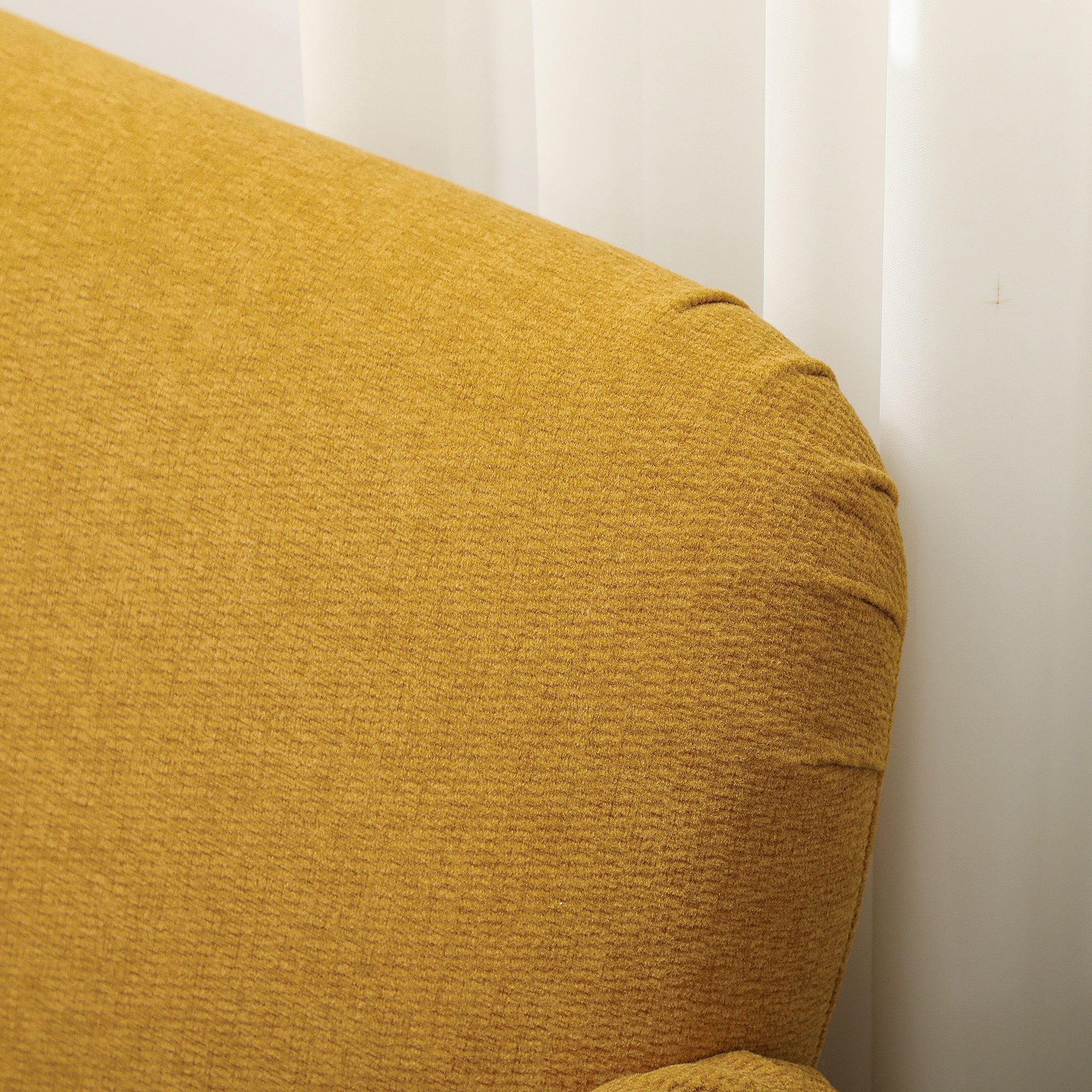 HOMCOM Velvet Feel Fabric 2 Seater Sofa, Small Sofa Loveseat with 21cm Thick Padding and Wood Legs, Yellow - North Peak Garden Furniture