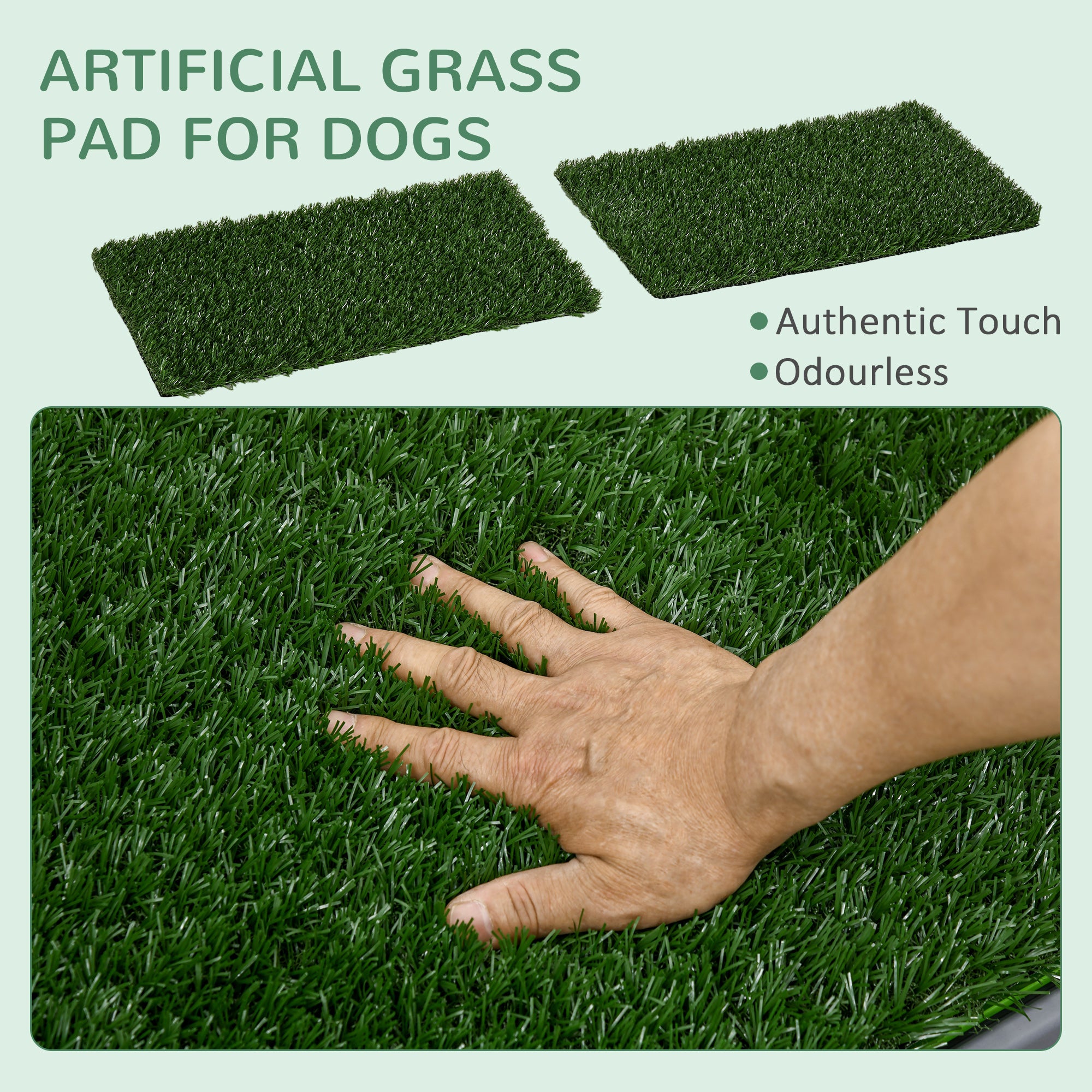 PawHut Artificial Grass Dog Toilet with Tray for Potty Training Indoor Outdoor, 2 Packs, 67 x 41cm - North Peak Garden Furniture