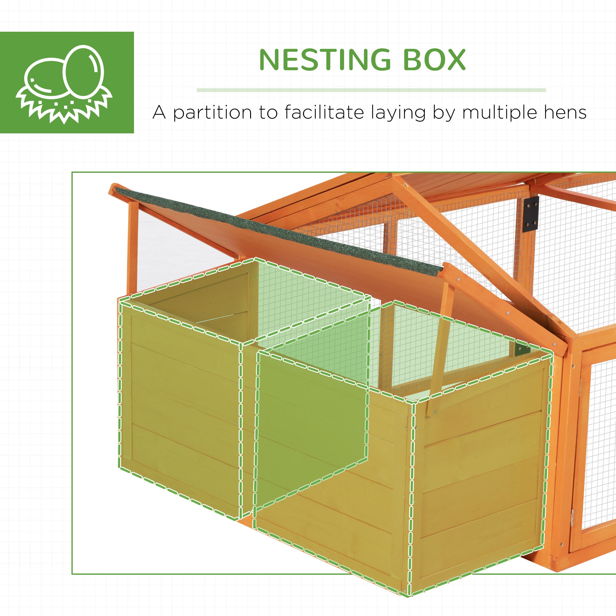 PawHut Wooden Chicken Coop with Nesting Box, Openable Roof, for 4-8 Chickens - North Peak Garden Furniture
