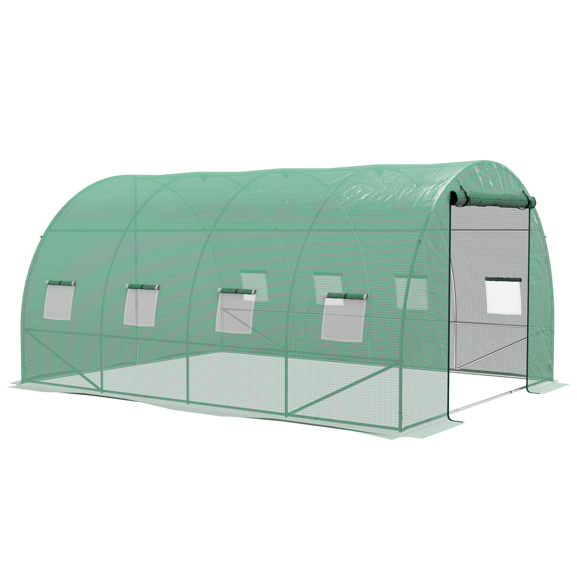 Outsunny Sprinkler System Polytunnel Greenhouse, 4 x 3(m), Green