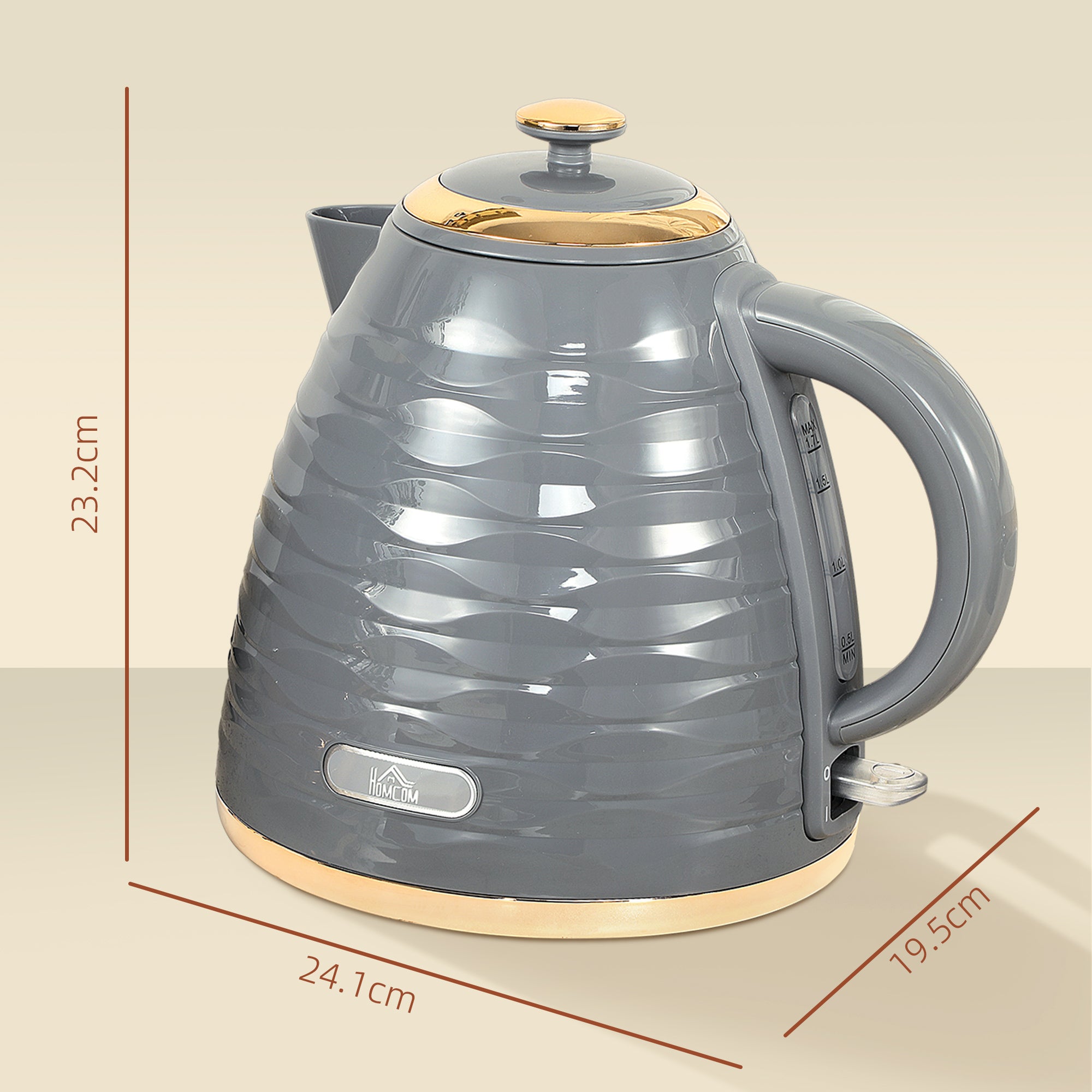 HOMCOM 3kW Rapid Boil Honeycomb Kettle - Grey - North Peak Garden Furniture