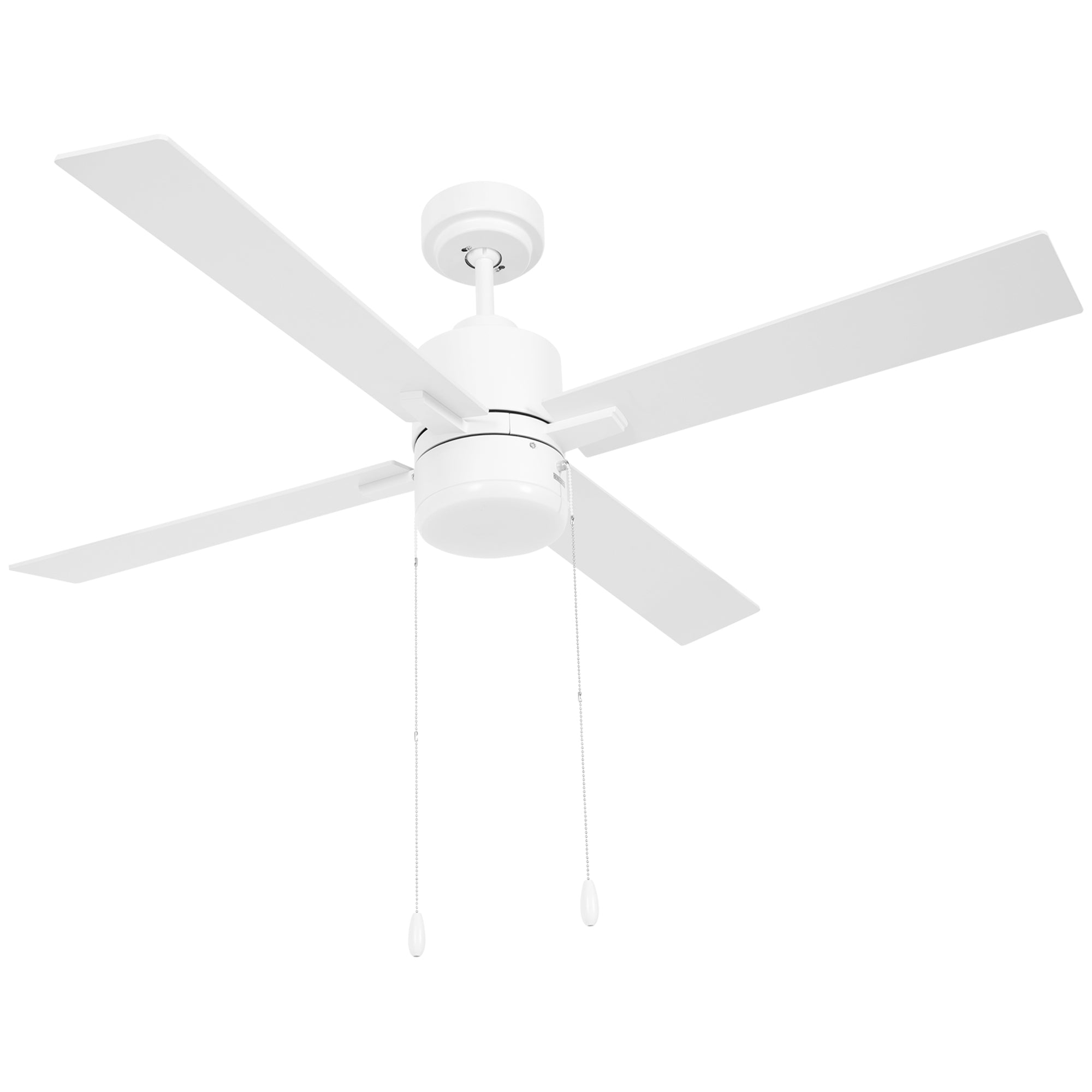 HOMCOM Ceiling Fan with LED Light, Flush Mount Ceiling Fan Lights with Reversible Blades, Pull-chain, White and Natural Tone