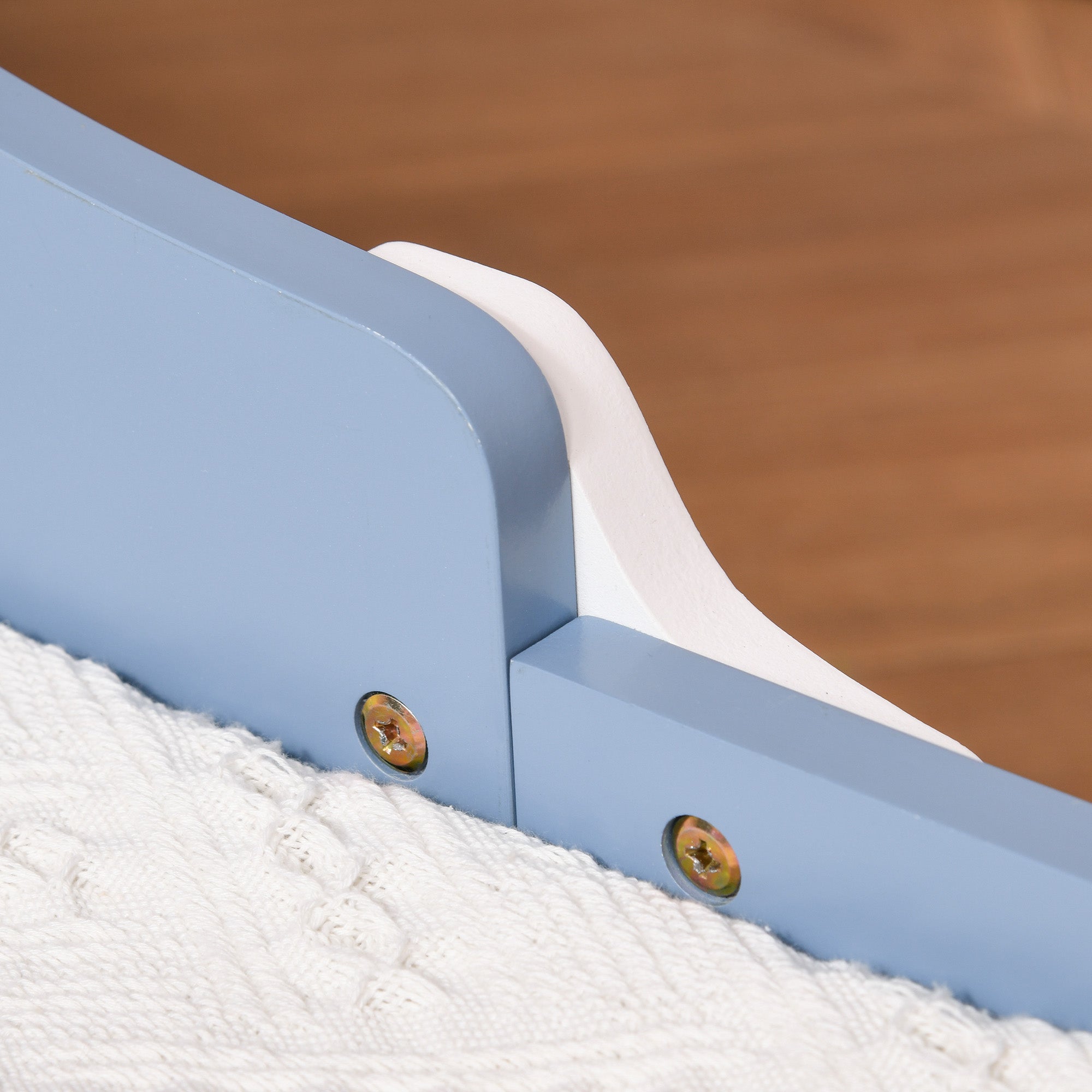 HOMCOM Toddler Bed Frame, Kids Bedroom Furniture for Boys Girls with Safe Guardrails, Low Junior Blue - North Peak Garden Furniture