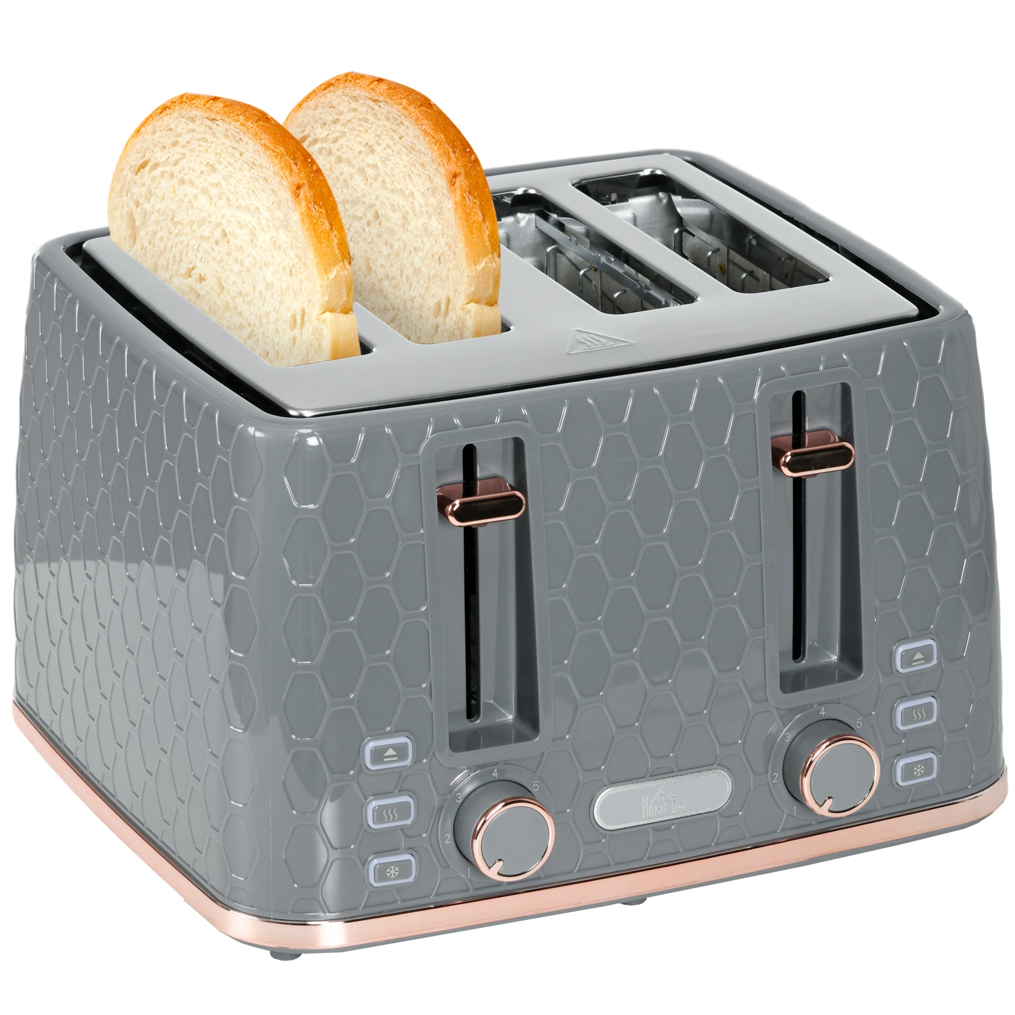 HOMCOM Four-Slice Honeycomb Toaster - Grey - North Peak Garden Furniture