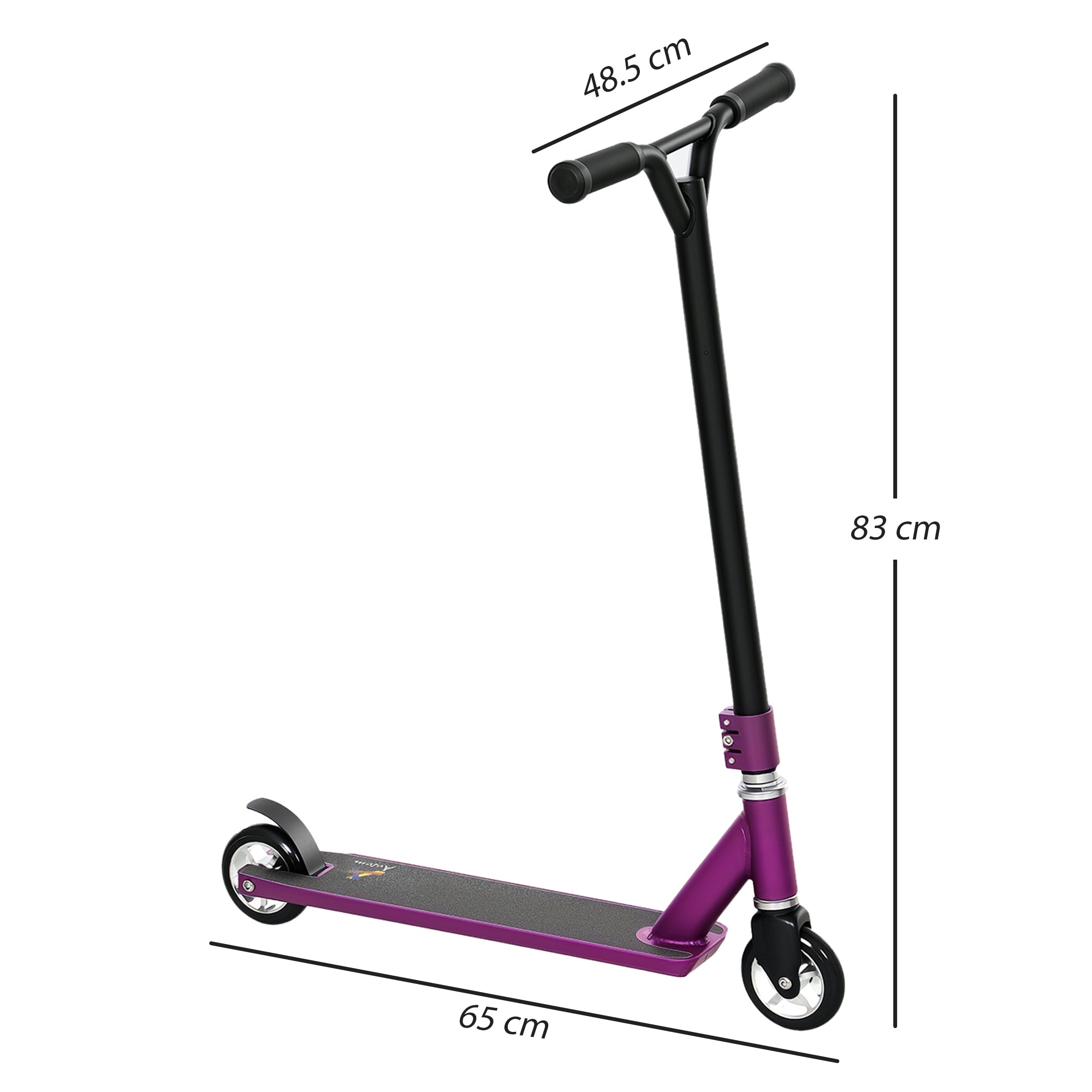 HOMCOM Stunt Scooter, 360° Entry Level Tricks Scooter w/ Lightweight Aluminium Deck and ABEC 7 Bearing, For Age 14+ Beginners, Purple - North Peak Garden Furniture