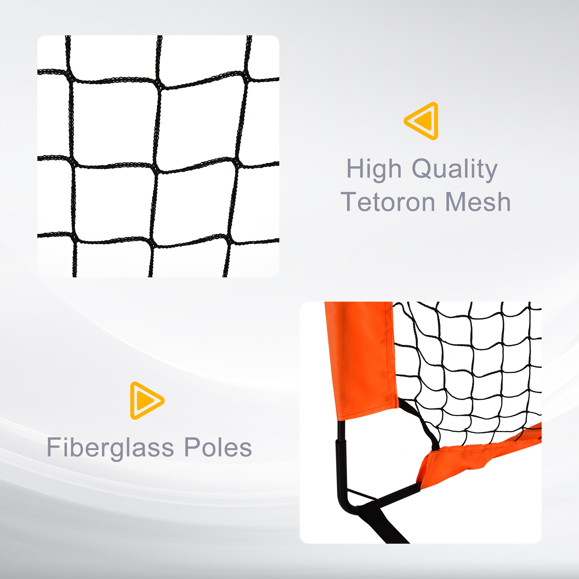 HOMCOM Set of 2 Football Goal Net 6 x 3 ft Foldable Outdoor Sport Training Teens Adults Football with Carrying Bag Orange - North Peak Garden Furniture