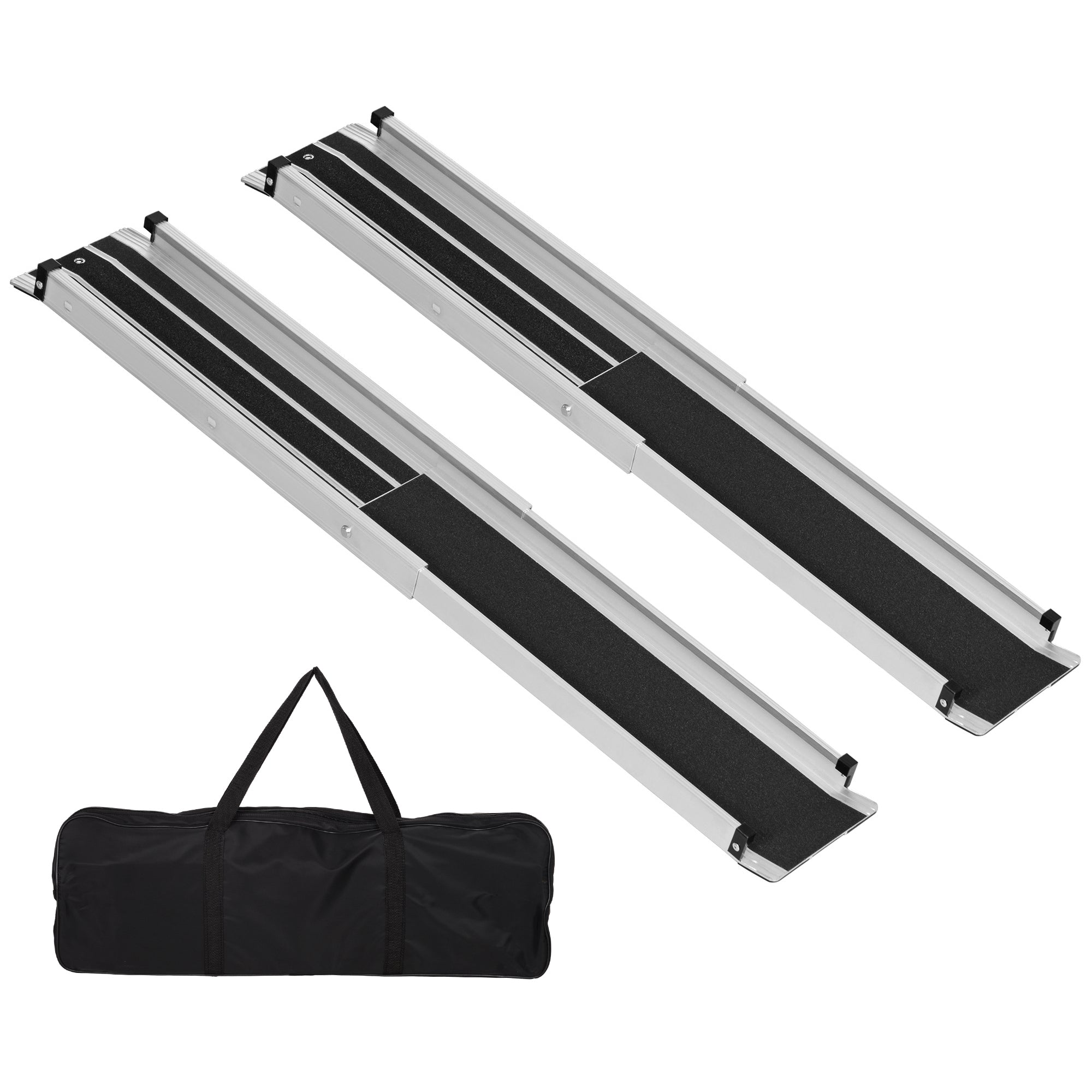 HOMCOM Set of Two 122cm Three-Level Aluminium Wheelchair Ramps - North Peak Garden Furniture