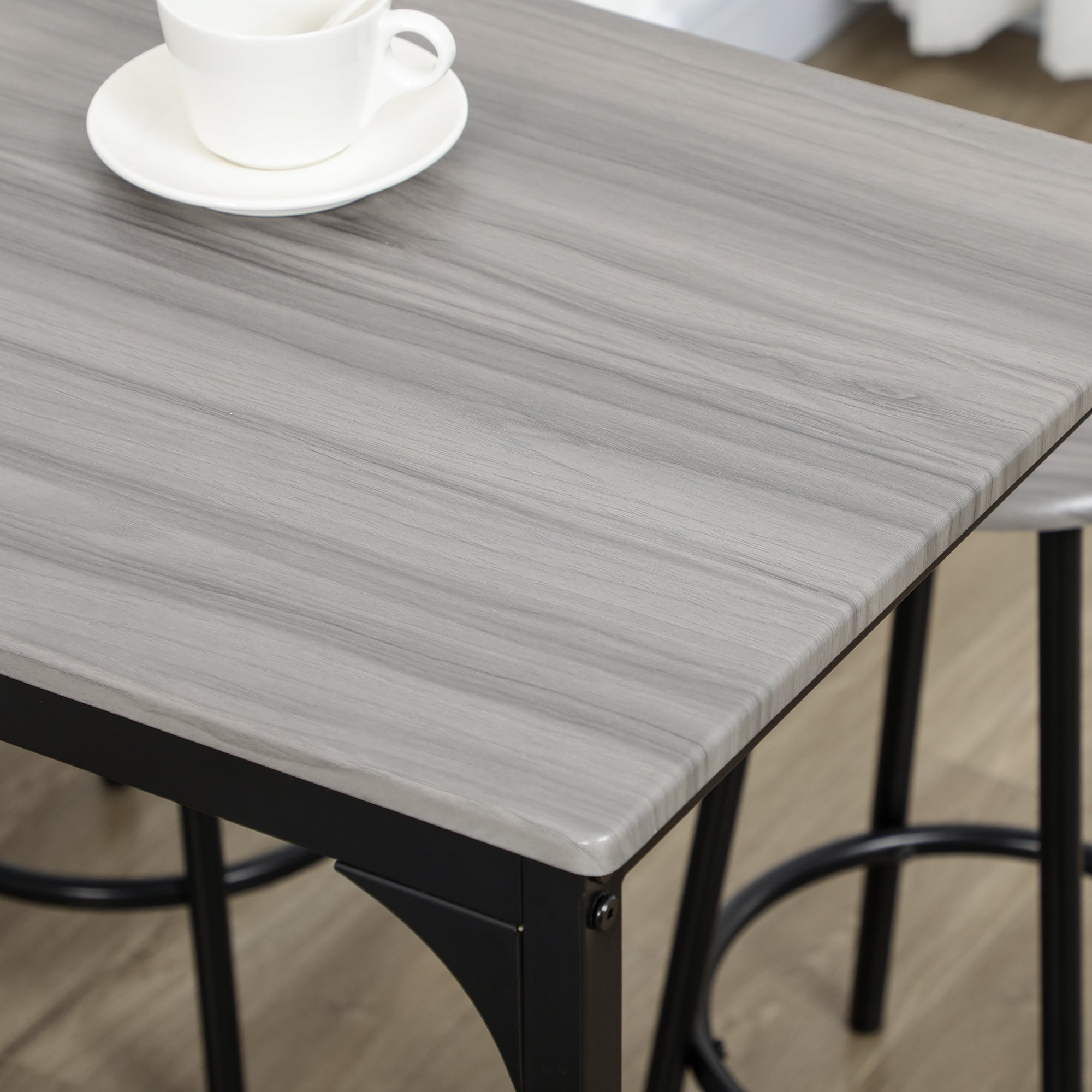 HOMCOM Five-Piece Industrial-Style Bar Table Set - Grey/Black - North Peak Garden Furniture
