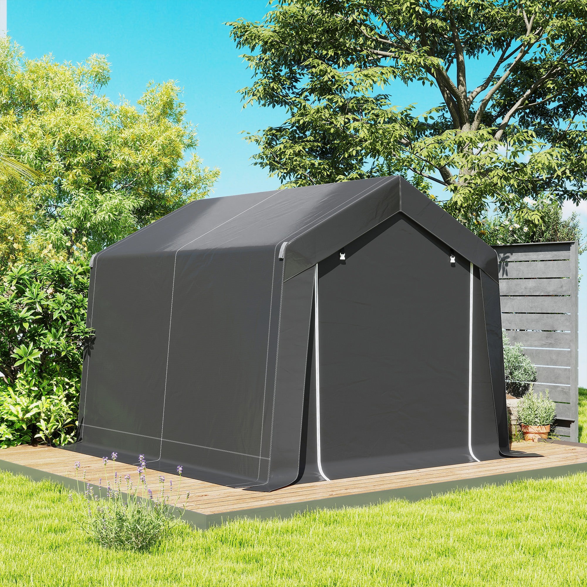 Outsunny 3.6 x 2.1m Portable Outdoor Shed, with Window - Dark Grey