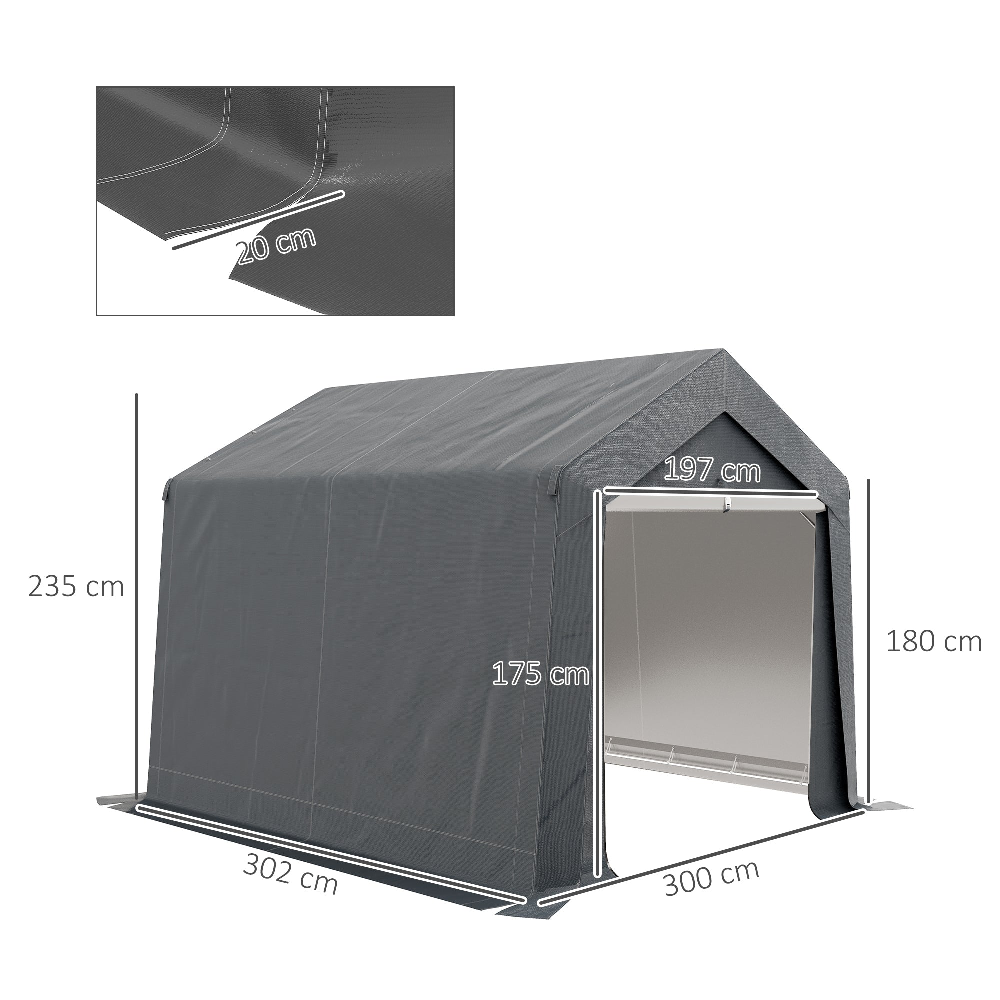 Outsunny 3.6 x 2.1m Portable Outdoor Shed, with Window - Dark Grey - North Peak Garden Furniture