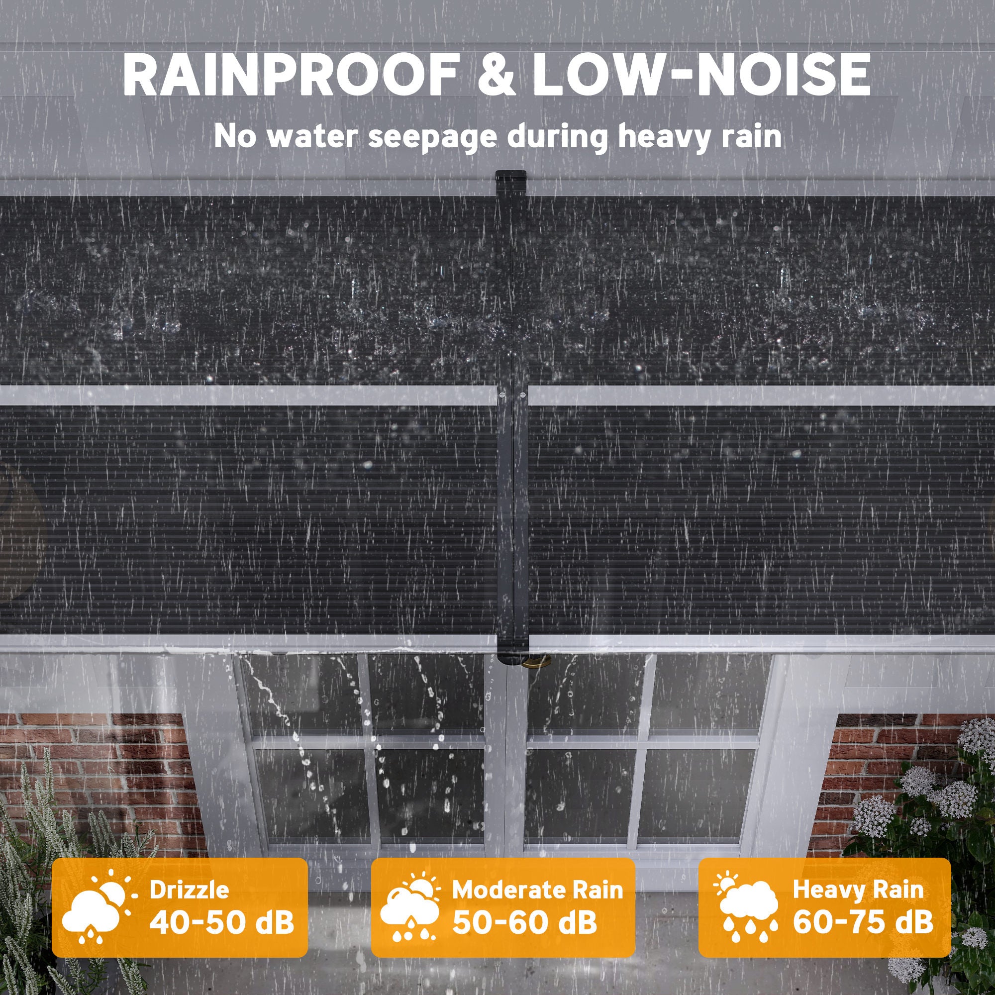 Outsunny Door Canopy Awning Outdoor Window Rain Shelter Cover for Front/Back Door Porch Black 196 x 75cm