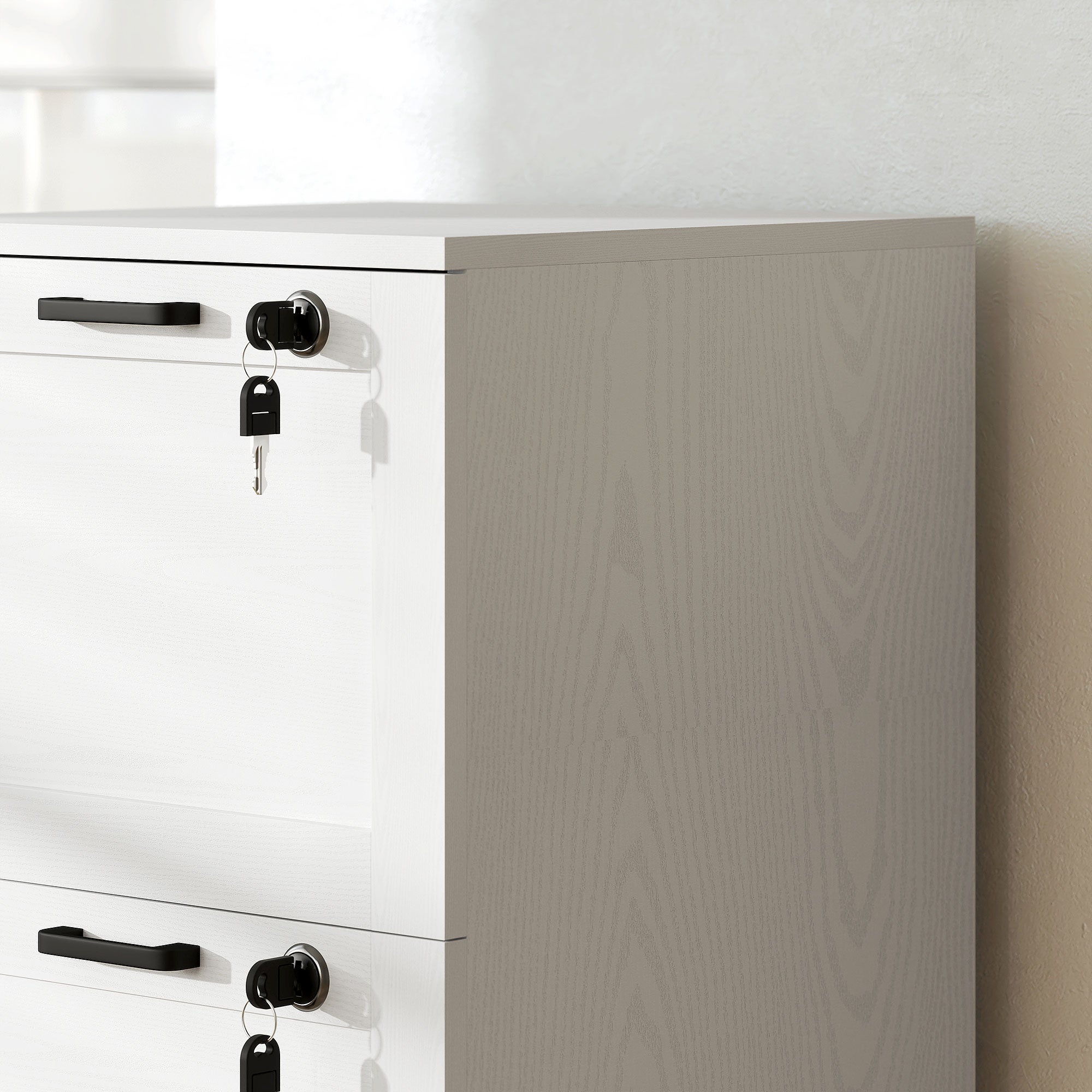 HOMCOM 3-Drawer Filing Cabinet with Lock - White - North Peak Garden Furniture