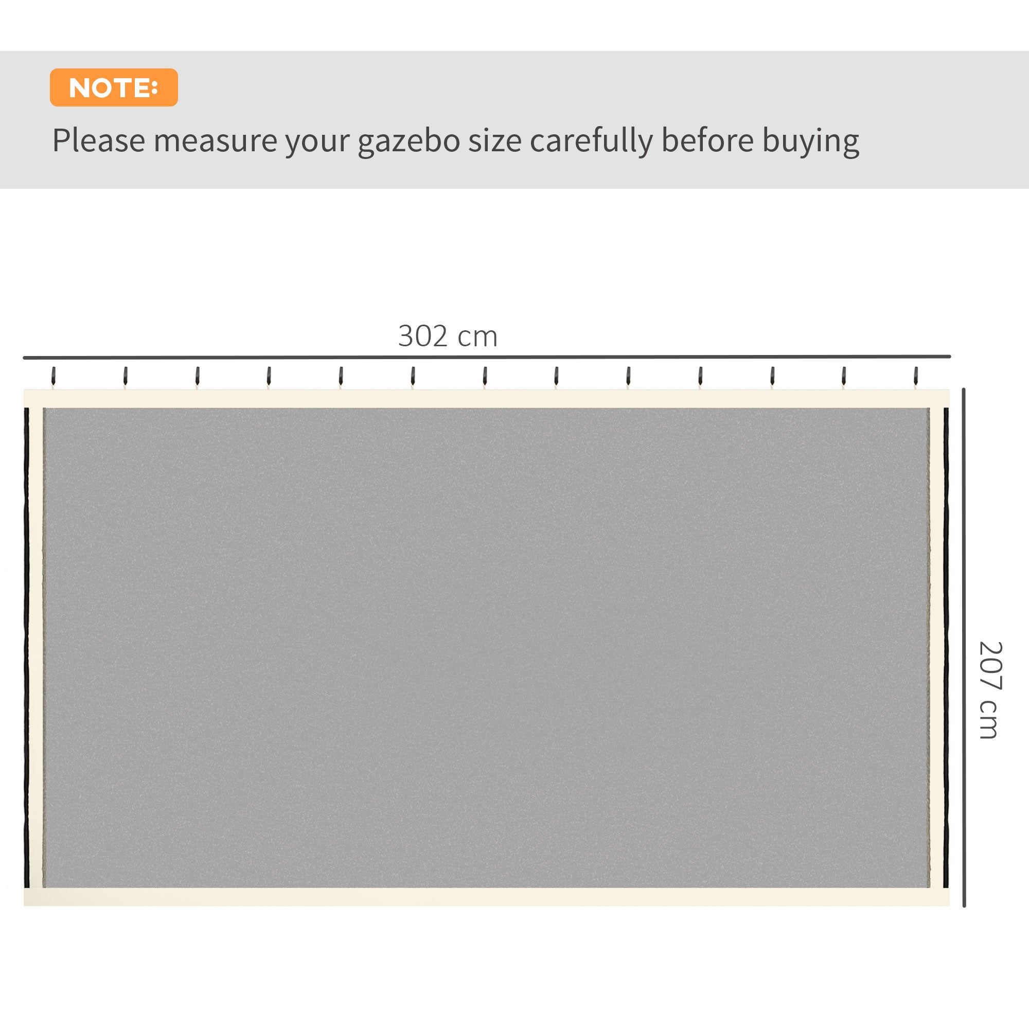 Outsunny 302 x 207cm Universal Replacement Mesh Sidewall Netting for Patio Gazebos and Canopy Tents, (Sidewall Only) Beige - North Peak Garden Furniture