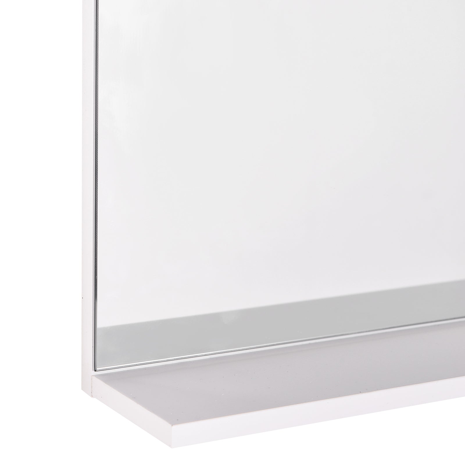 kleankin Modern Bathroom Mirror, Wall-mounted Vanity Mirror with 3 Tiers Storage Shelves for Make Up, White - North Peak Garden Furniture