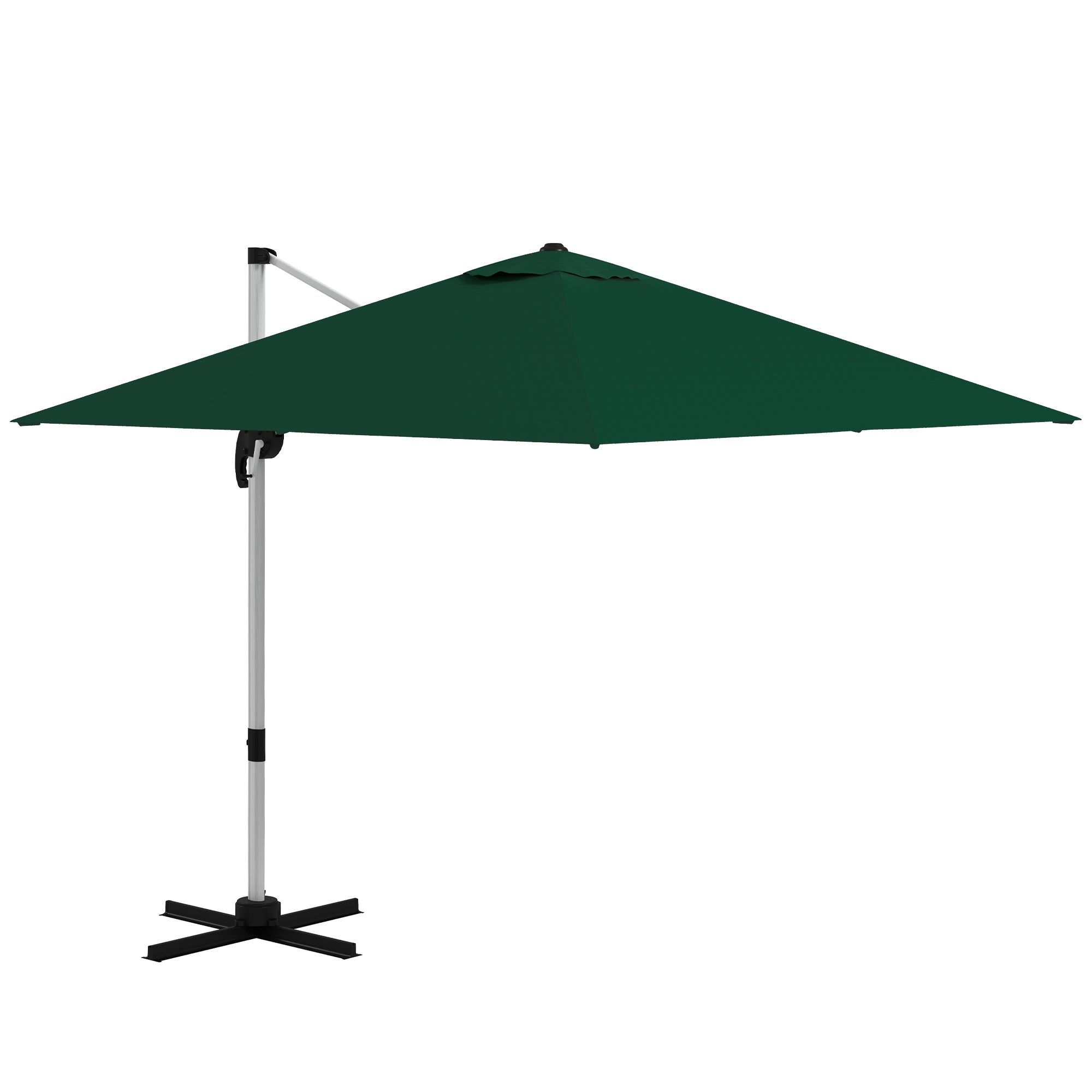 Outsunny Square Cantilever Garden Parasol, with Five-Position Canopy - Green - North Peak Garden Furniture