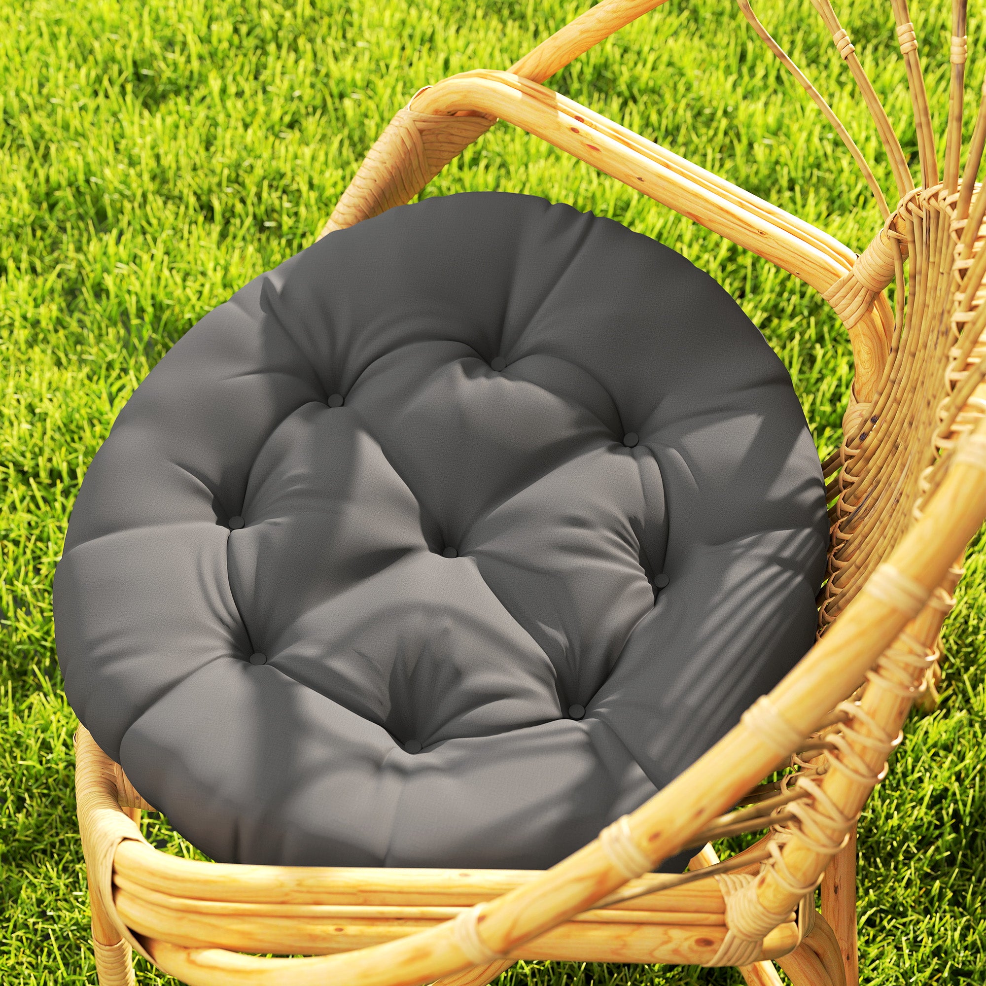 Outsunny Set of Two Φ60cm Outdoor Cushions - Dark Grey - North Peak Garden Furniture