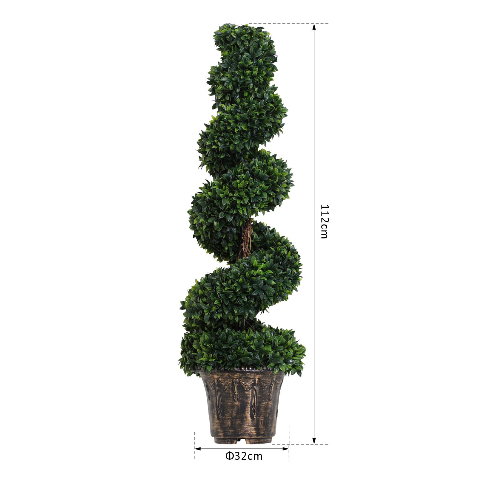 Outsunny Set of 2 Artificial Boxwood Spiral Topiary Trees Potted Decorative Plant Outdoor and Indoor Décor 120cm