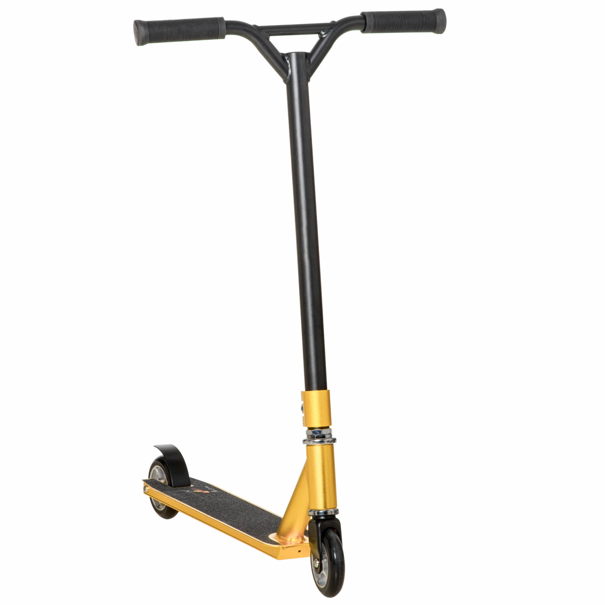 HOMCOM Stunt Scooter, 360° Entry Level Tricks Scooter w/ Lightweight Aluminium Deck and ABEC 7 Bearing, For Age 14+ Beginners, Gold Tone - North Peak Garden Furniture