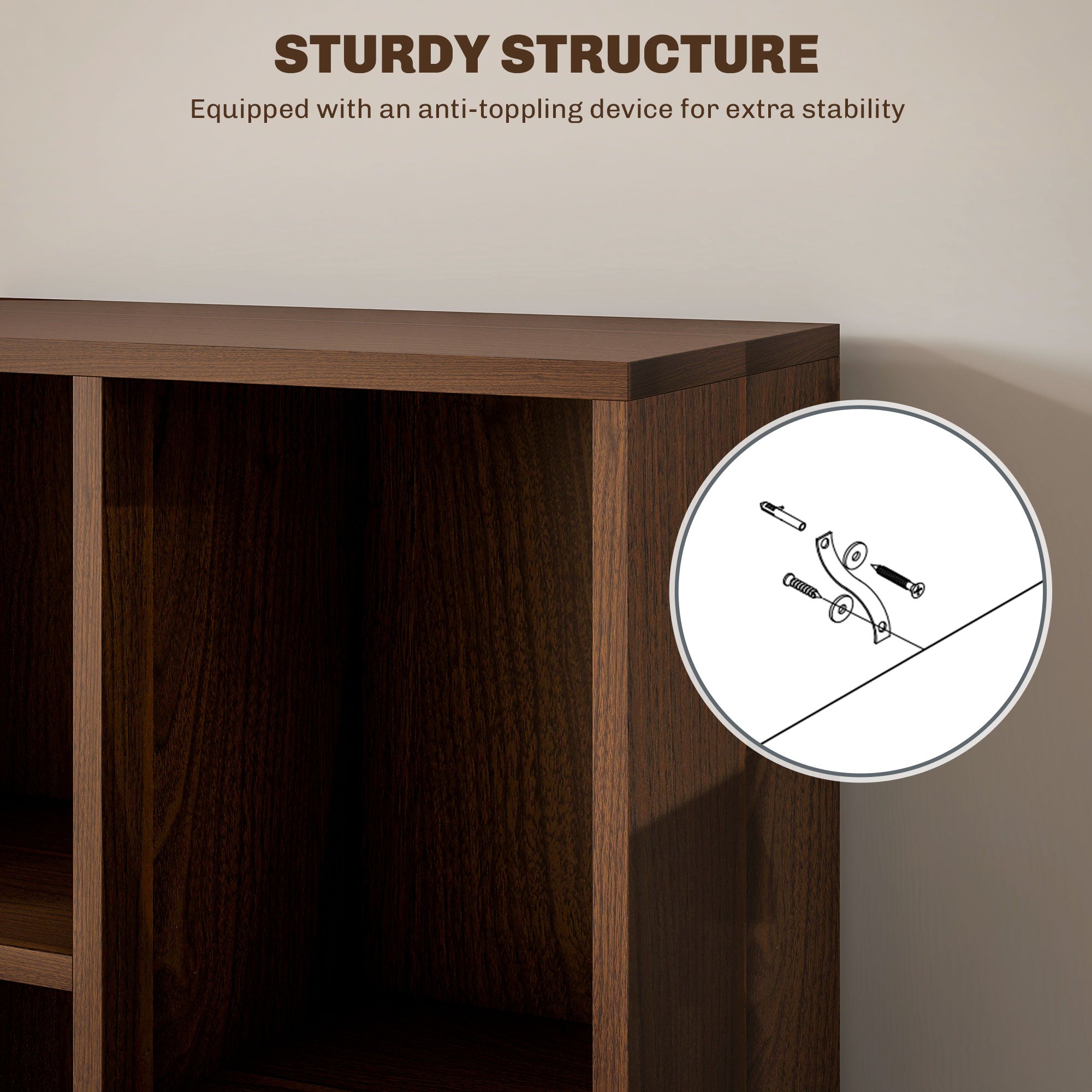 HOMCOM Seven-Cube Bookcase - Walnut Wood Effect - North Peak Garden Furniture