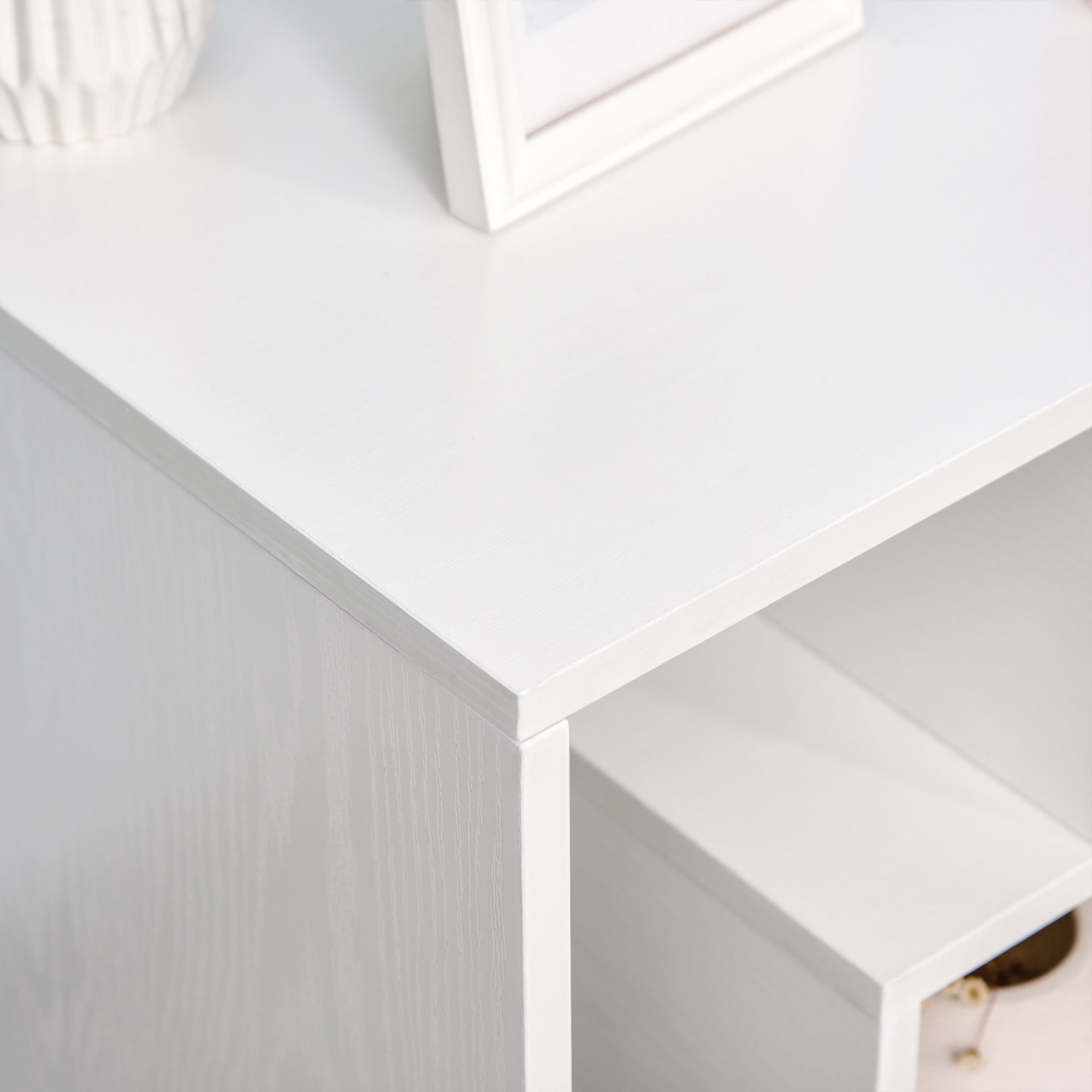 HOMCOM Side Table, 3 Tier End Table with Open Storage Shelves, Living Room Coffee Table Organiser Unit, White - North Peak Garden Furniture