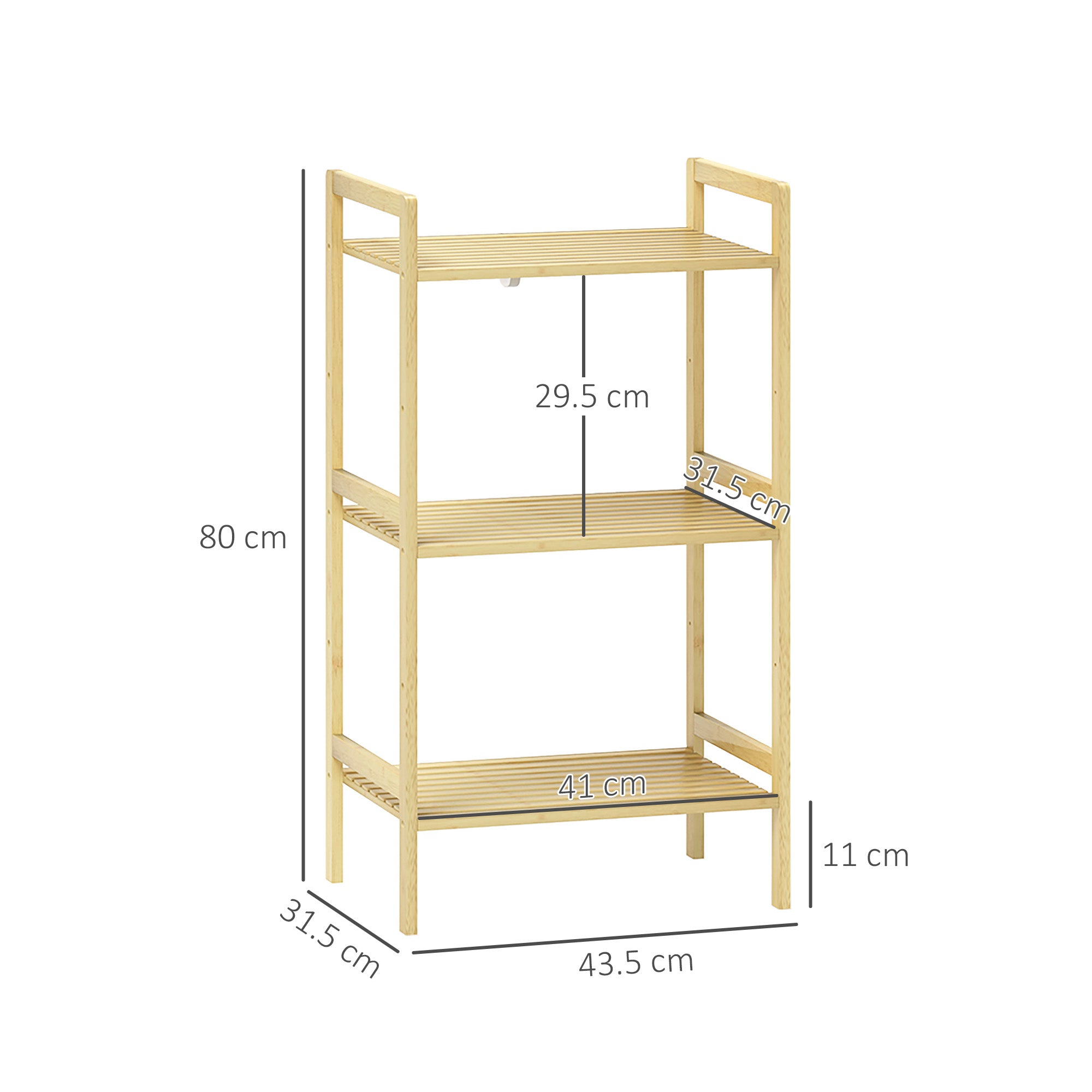 HOMCOM Three-Tier Bamboo Adjustable Shelf Storage Unit - North Peak Garden Furniture