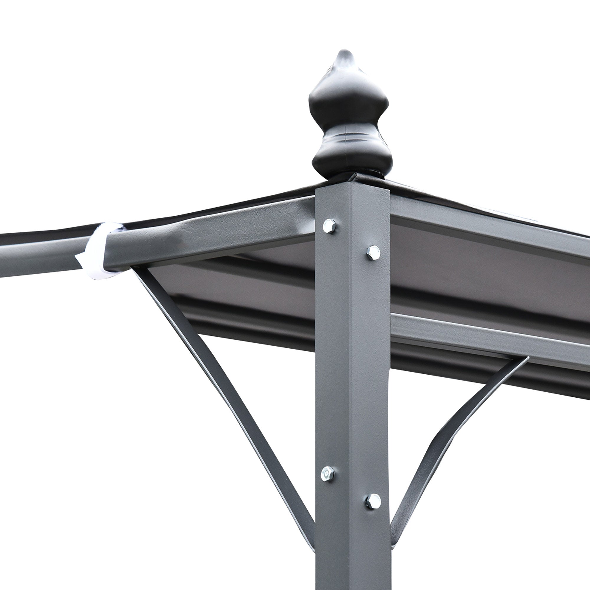 Outsunny 4 x 3 Meters Canopy Metal Wall Gazebo Awning Garden Marquee Shelter Door Porch - Grey - North Peak Garden Furniture