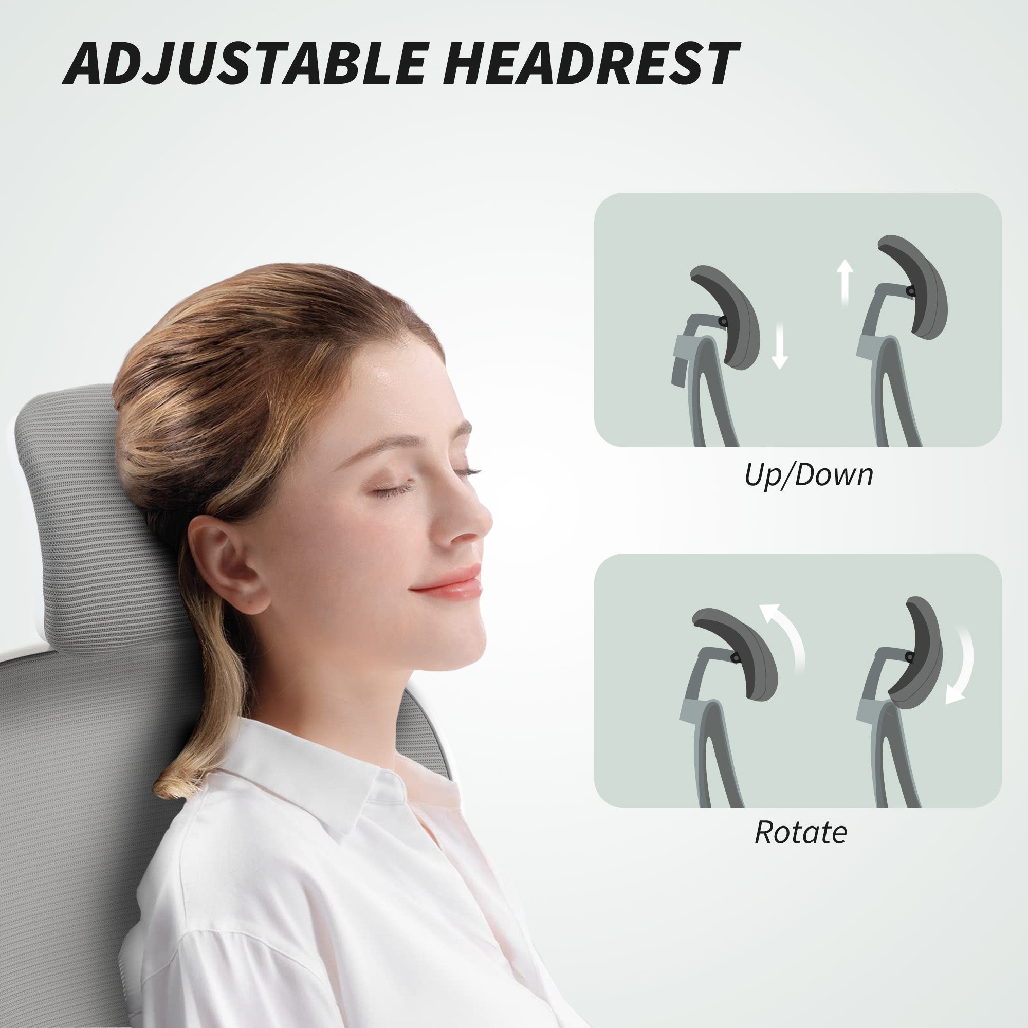 HOMCOM Executive Office Chair, Ergonomic Mesh High Back Desk Chair with Flip-up Armrest, Rotatable Headrest, Adjustable Lumbar Support, Swivel Computer Chair for Home Study, Grey - North Peak Garden Furniture