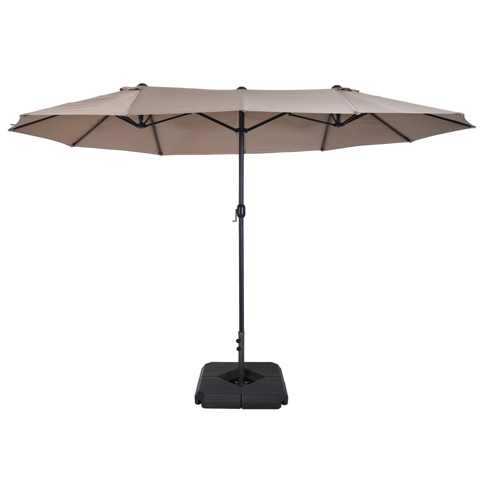 Outsunny 4.6m Garden Parasol Double-Sided Sun Umbrella Patio Market Shelter Canopy Shade with Weight Base, Tan