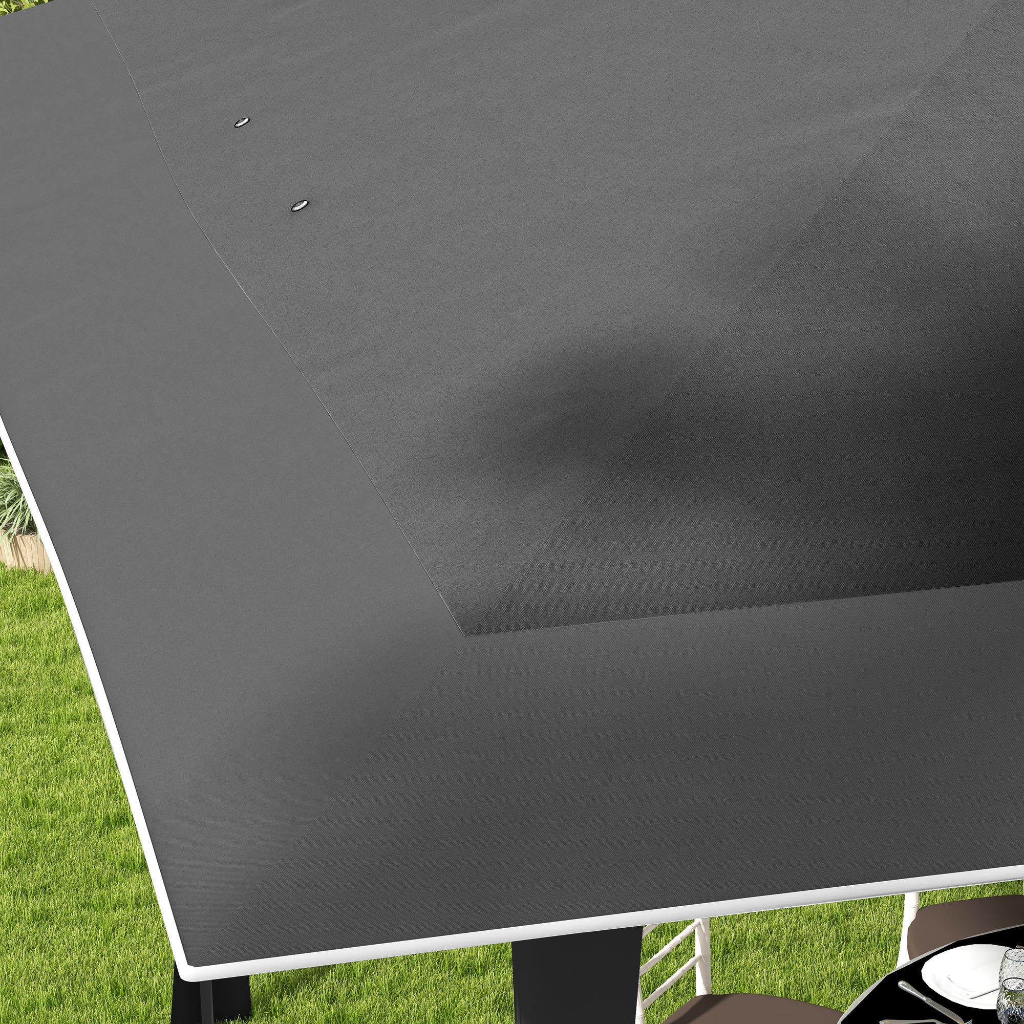 Outsunny 4 x 4m Pop-up Gazebo Double Roof Canopy Tent with UV Proof, Roller Bag & Adjustable Legs Outdoor Party, Steel Frame, Dark Grey - North Peak Garden Furniture