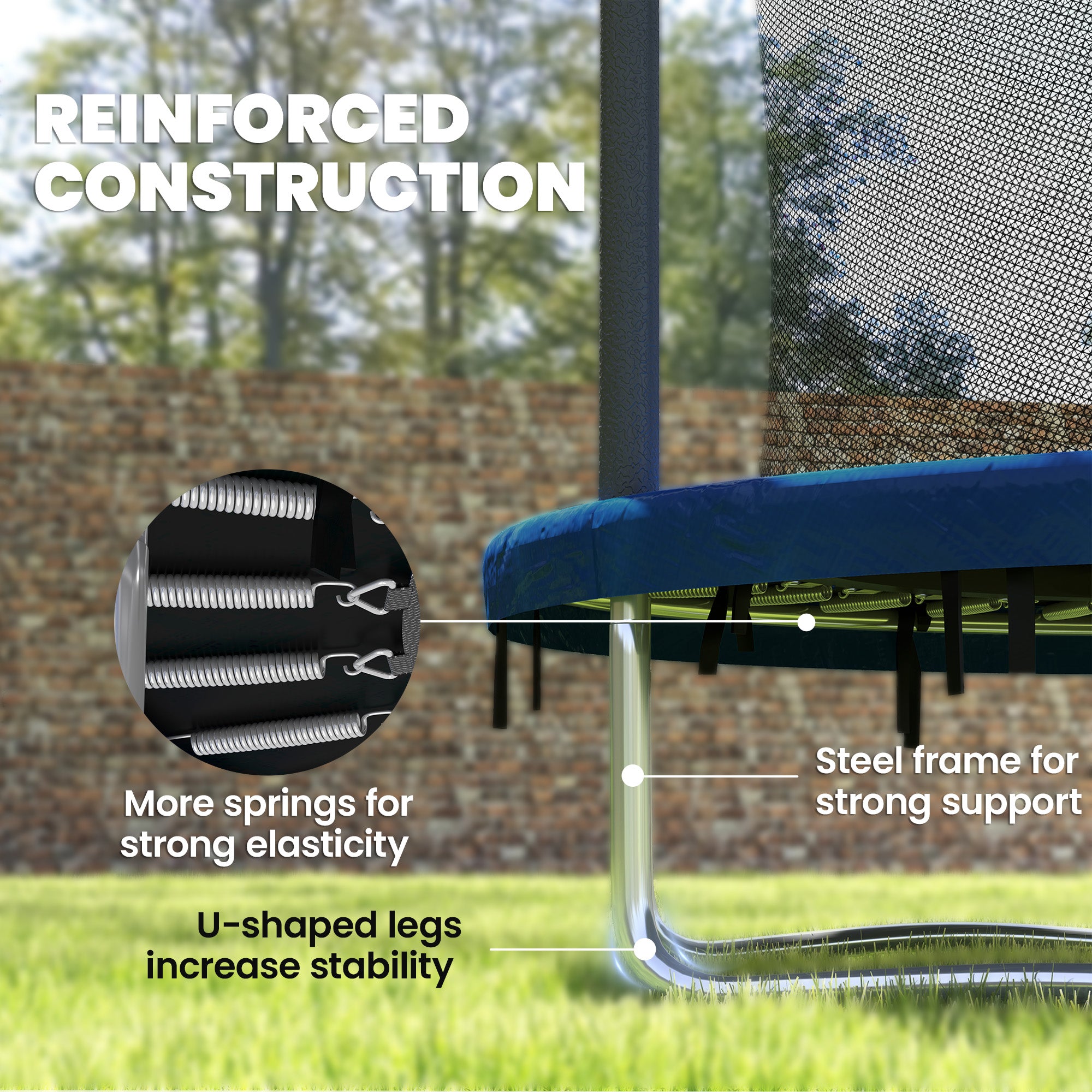 SPORTNOW 6ft Trampoline with Safety Enclosure Net, Steel Frame Outdoor Trampoline, Jumping Mat with Edge Safety Cover for Fitness, Blue