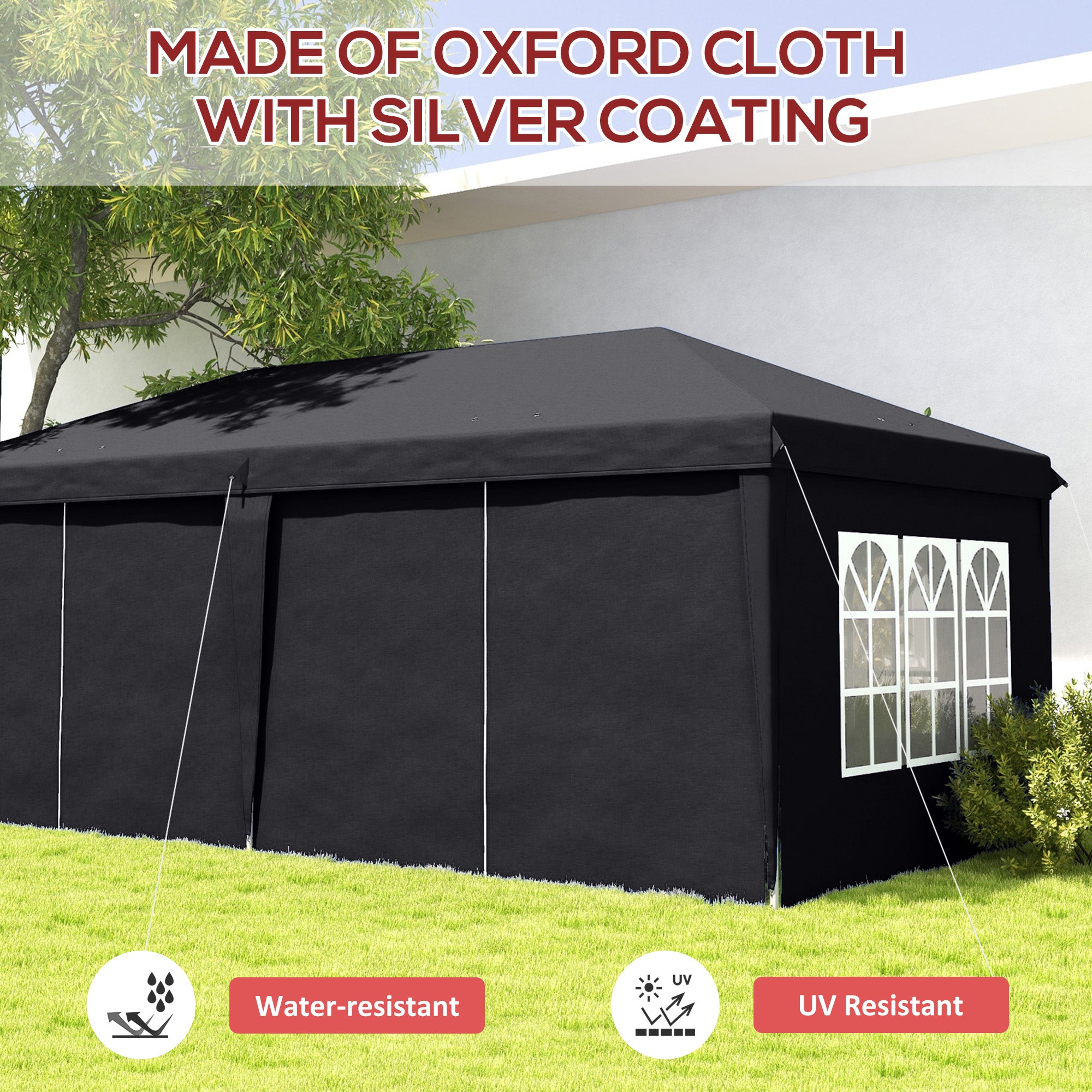 Outsunny 3 x 6m Pop-Up Gazebo, with Curtain Walls and Windows - Grey