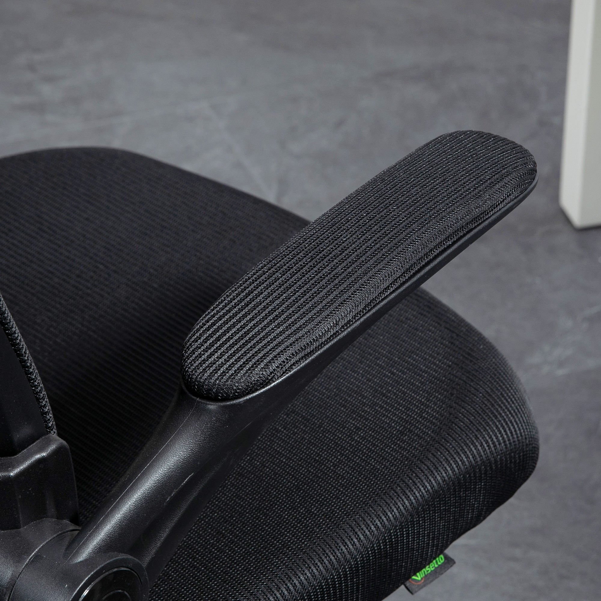 Vinsetto Mesh Back Office Chair, with Flip-Up Arms - Black - North Peak Garden Furniture
