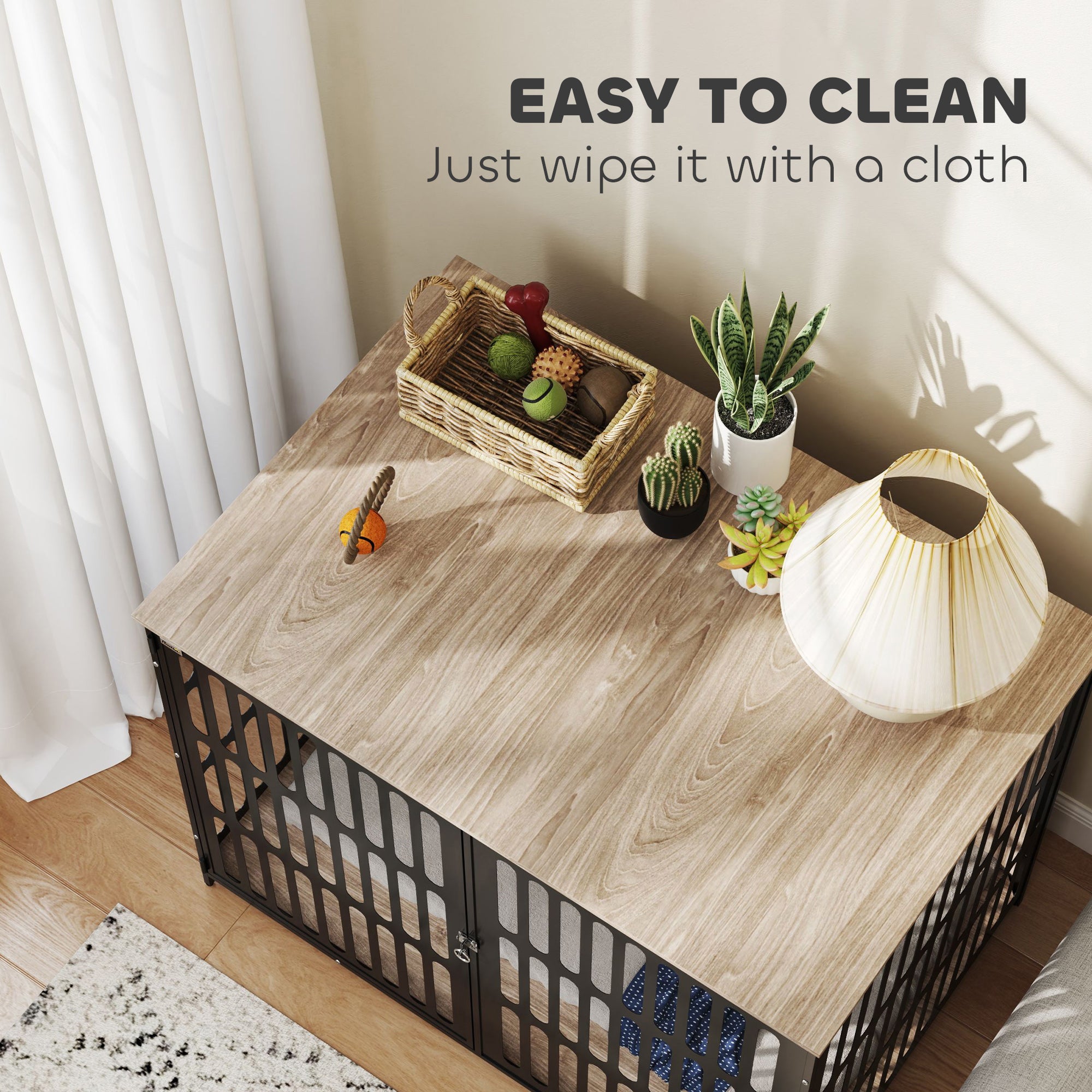 PawHut Dog Crate Furniture with Anti-Chew Resistant Mesh, Anti-Escape Single Door, for Extra Large Dogs, 118 x 80 x 92 cm - North Peak Garden Furniture