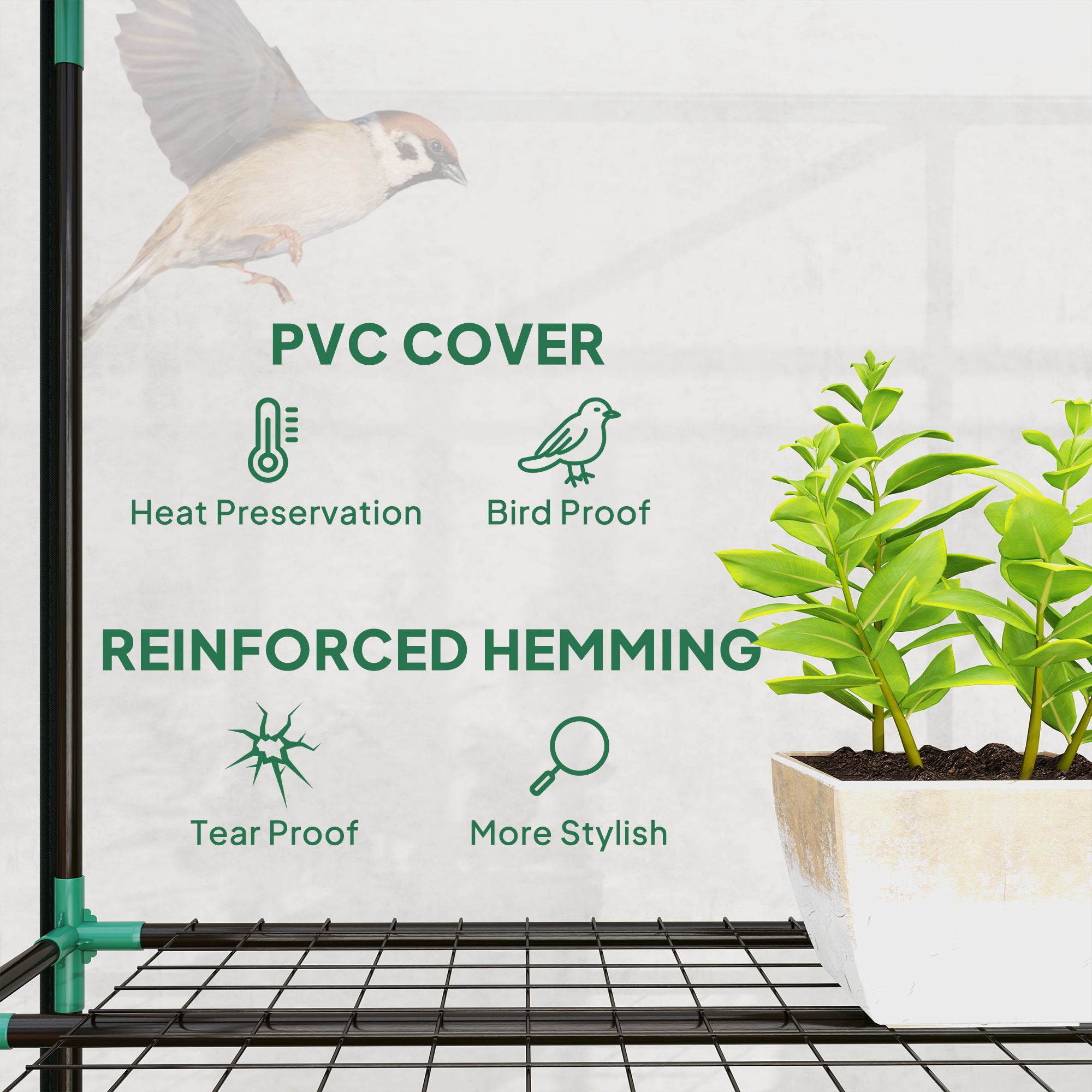 Outsunny 5 Tier Mini Greenhouse Outdoor Flower Stand Green House PVC Cover Portable Shed Metal Frame Transparent 69 x 49 x 193cm
