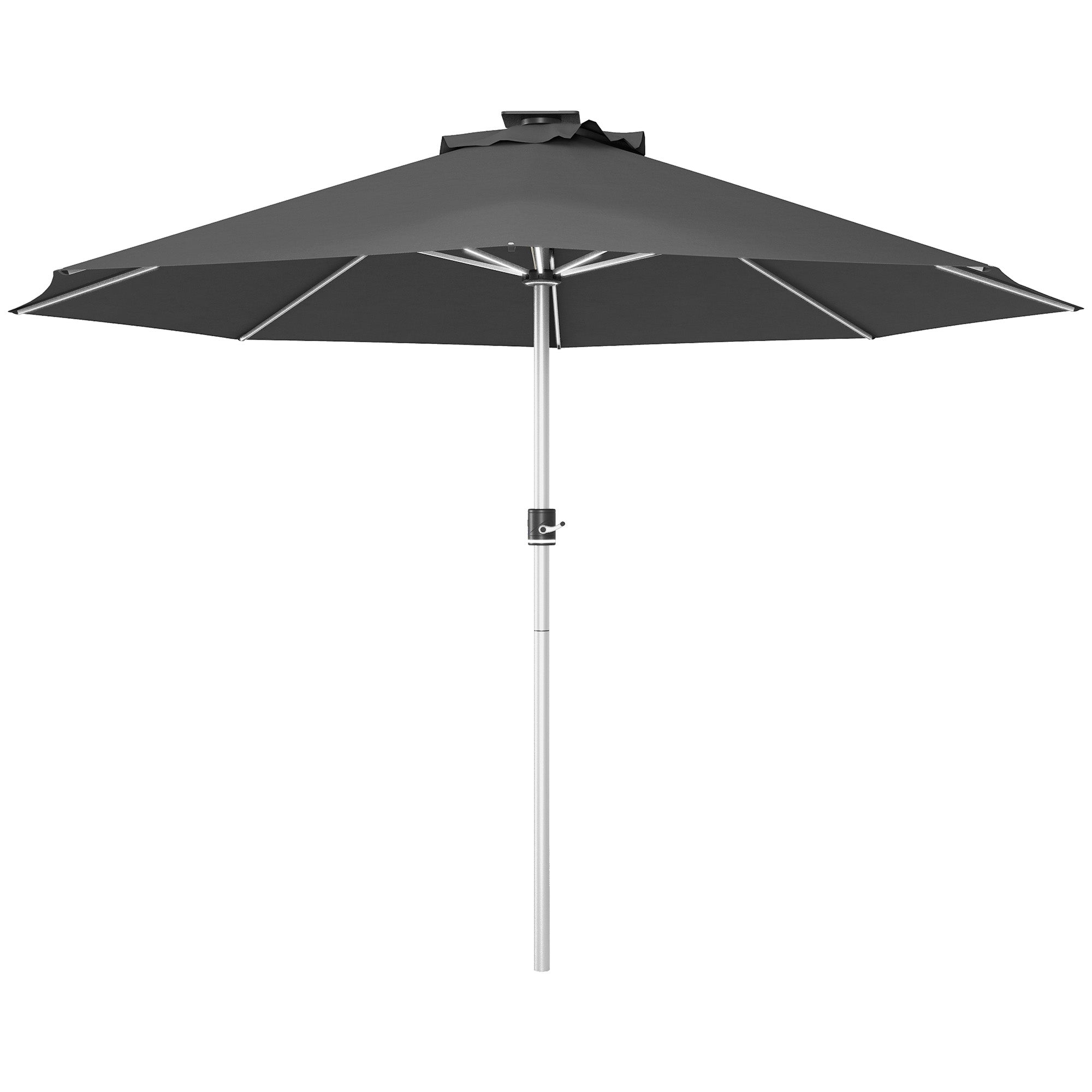 Outsunny 3m Parasol, with Solar-Powered LED Lights - Grey - North Peak Garden Furniture