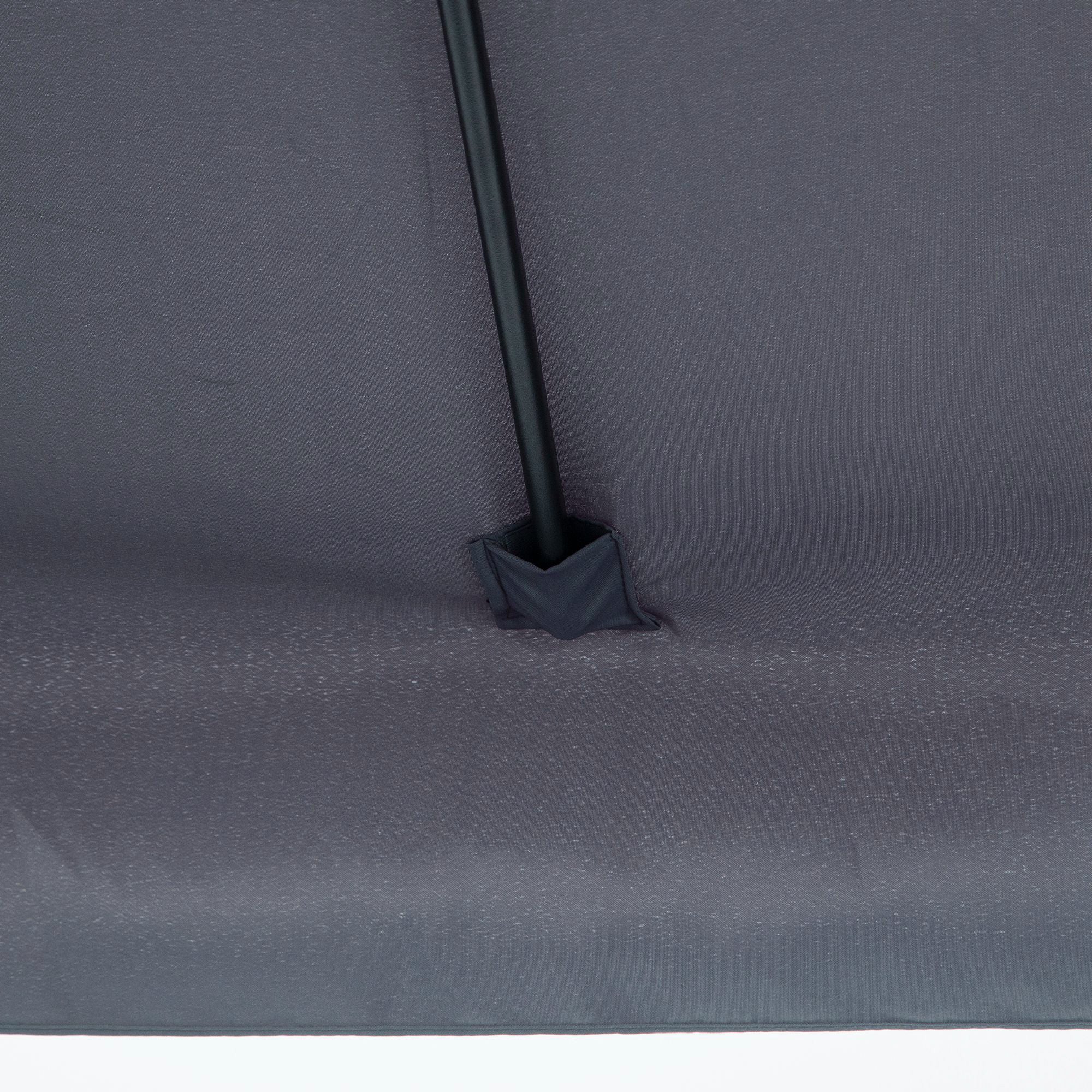Outsunny 2.3m Half Parasol Semi Round Umbrella Patio Metal Frame Crank Handle for Balcony-- NO BASE INCLUDED, Grey - North Peak Garden Furniture
