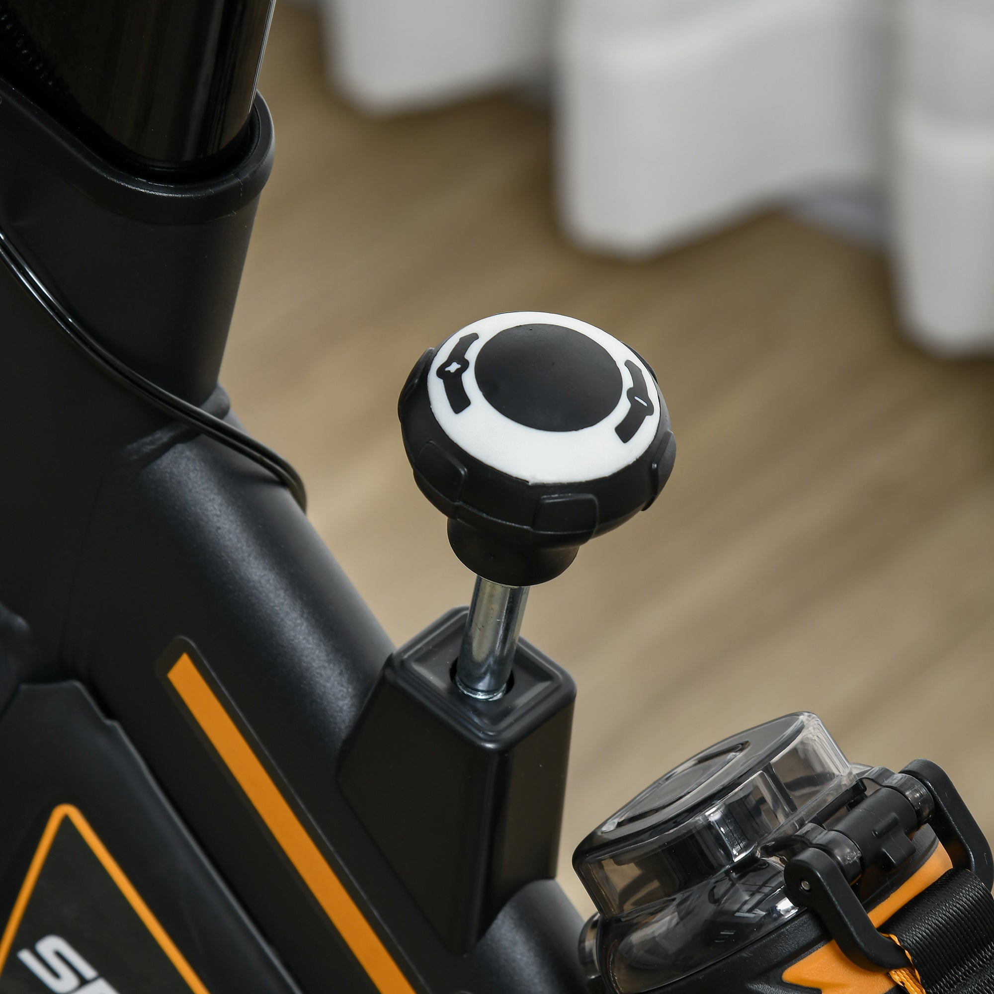 HOMCOM Exercise Bike, Indoor Cycling, with LCD Display, Heart Rate, Sensor - Black and Orange - North Peak Garden Furniture