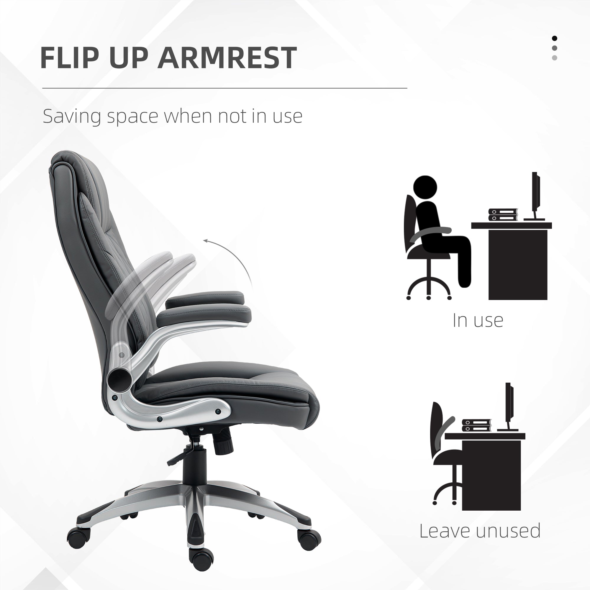 Vinsetto Faux Leather Executive Swivel Office Chair - Dark Grey - North Peak Garden Furniture