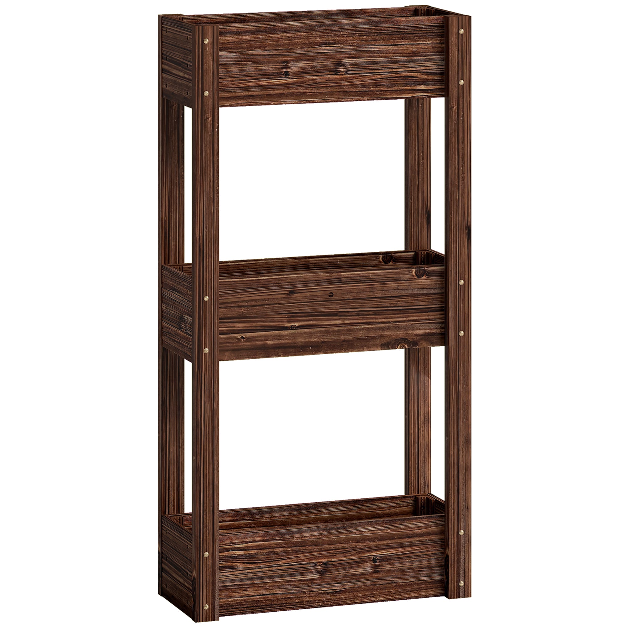 Outsunny 3-Tier Wooden Raised Planter, Raised Garden Bed on Legs with Drainage Holes and Bed Liner, Elevated Garden Planter