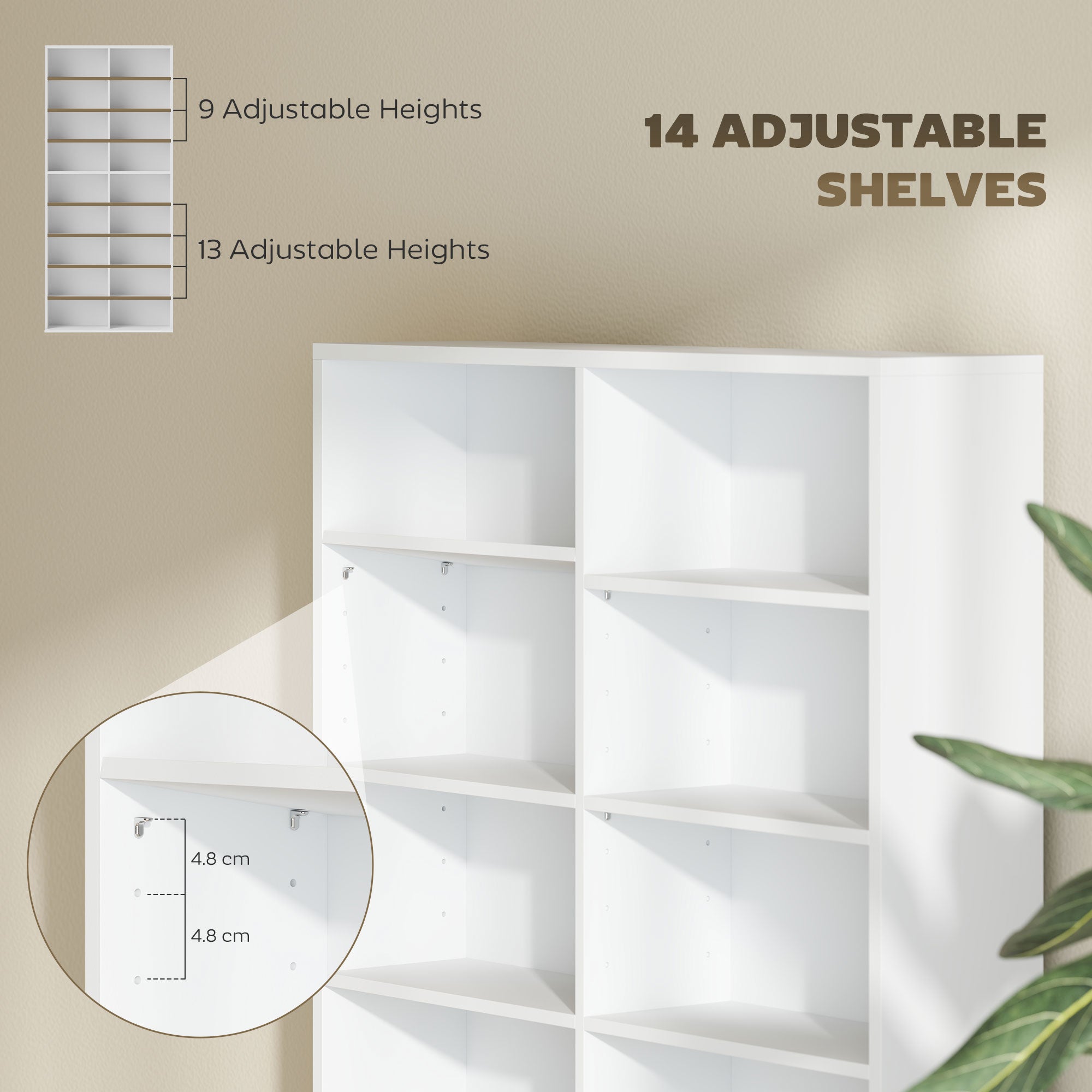 HOMCOM 640 CD Storage Tower - White - North Peak Garden Furniture