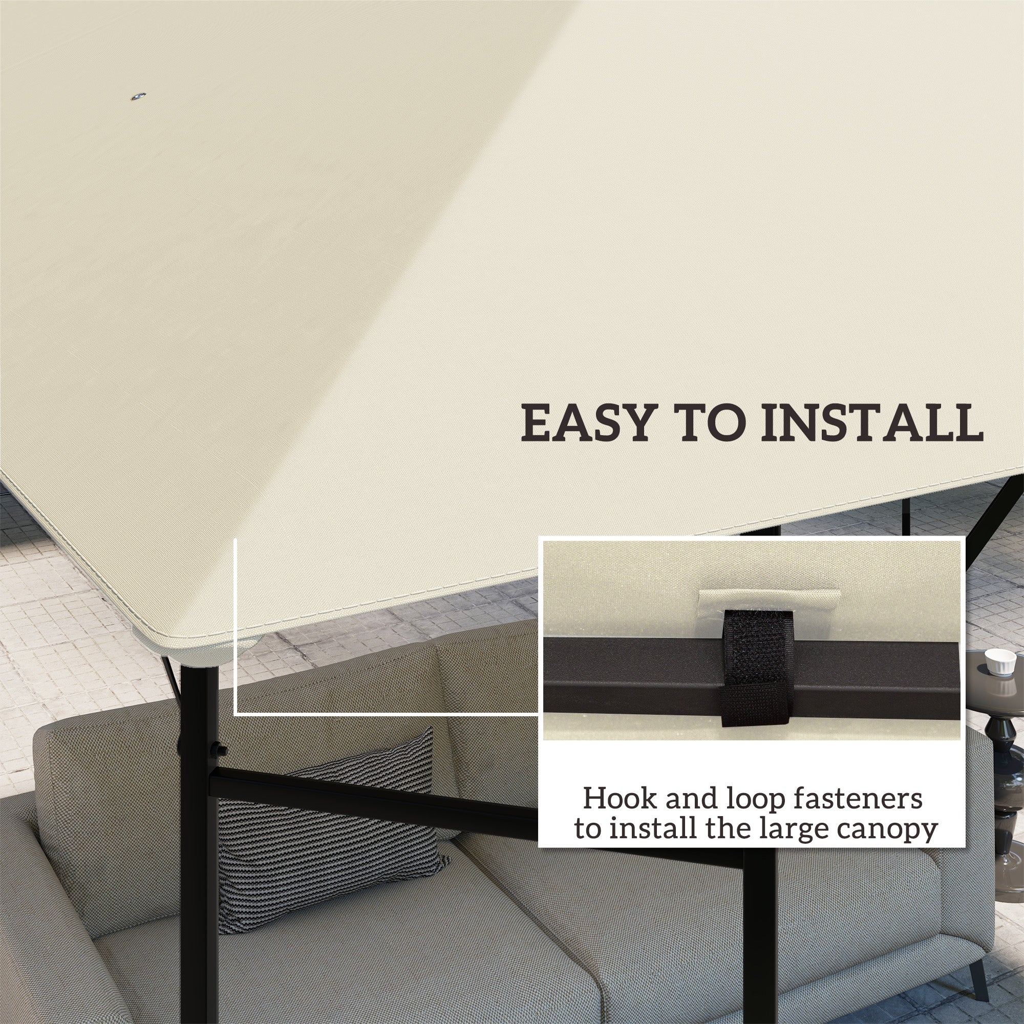 Outsunny 3 x 3(m) Gazebo Canopy Replacement, for 01-0867 - Cream - North Peak Garden Furniture